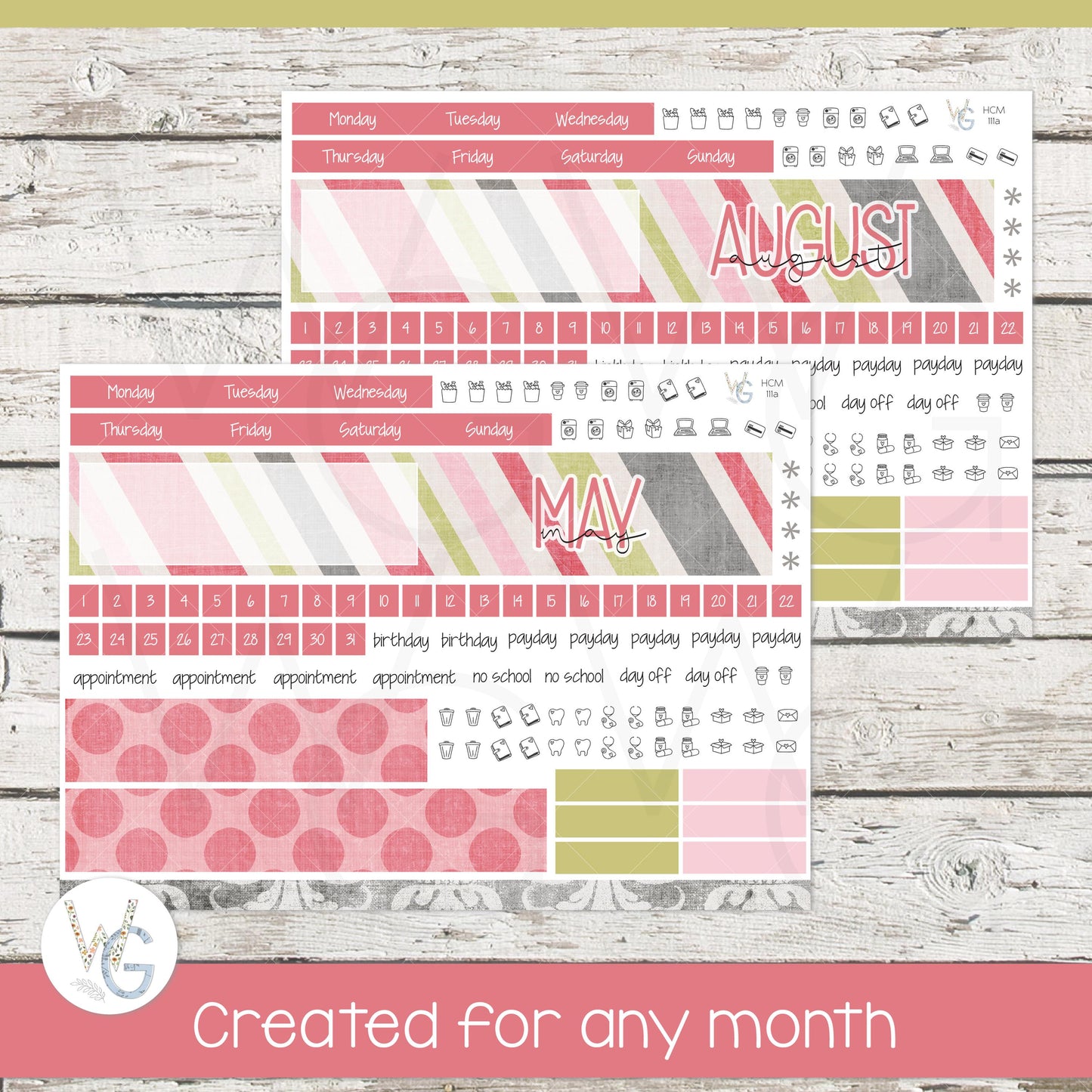 Hobonichi Cousin (A5) Monthly Planner Stickers β’ HM-111