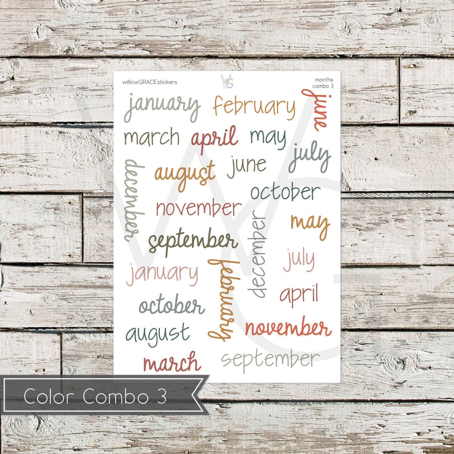 Months • Word Stickers • Scripts Stickers • Planner Stickers (CF)