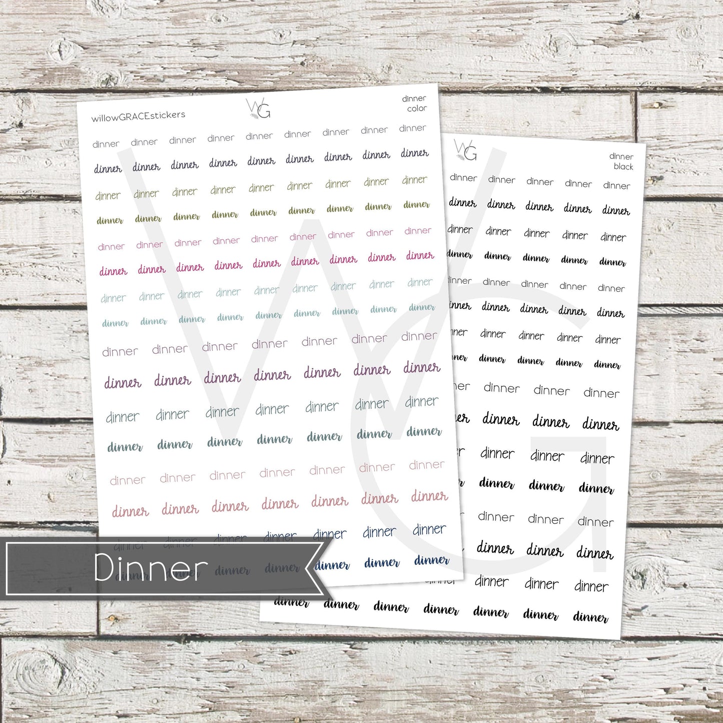 Dinner • Word Stickers • Scripts Stickers • Planner Stickers
