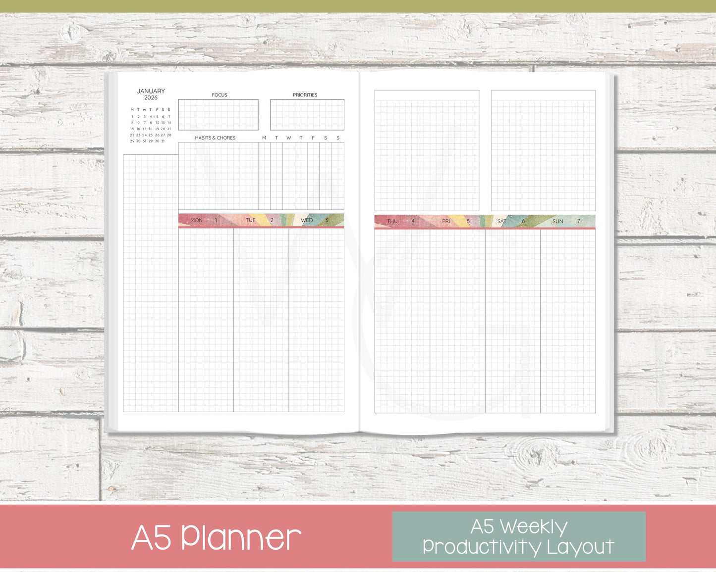 2026 Weekly Personalized Planner | Productivity Weekly Planner | Grid Layout | Shine On