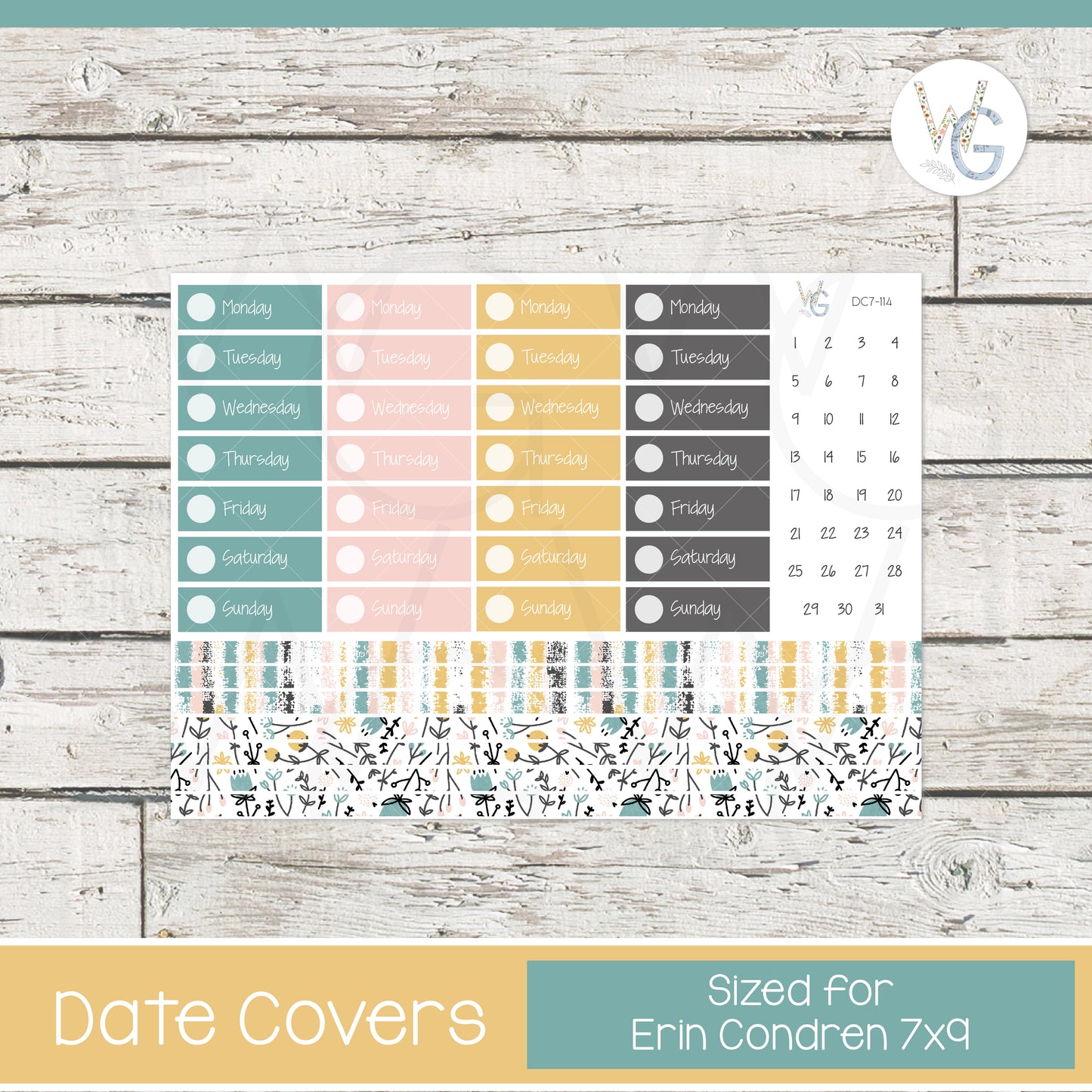 Date Covers • Planner Stickers • DC7-114