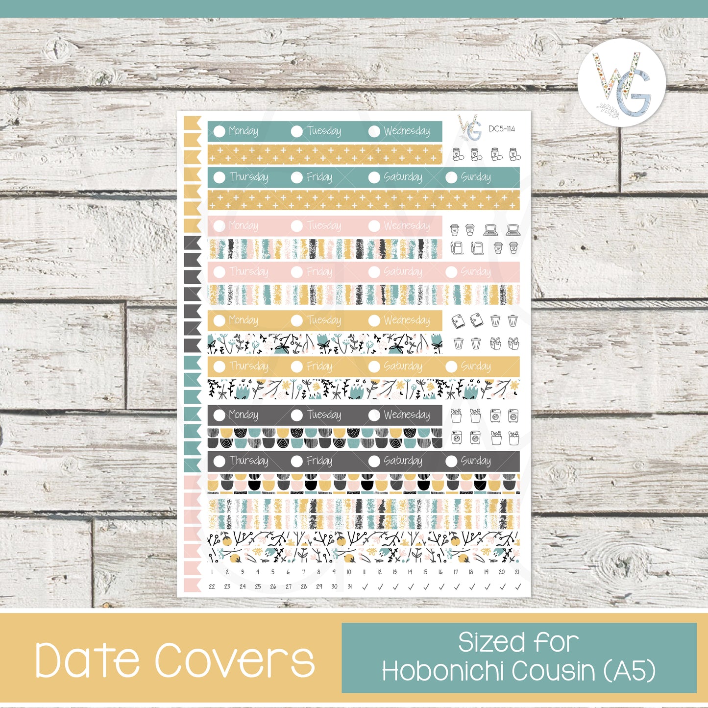 Date Covers • Planner Stickers • DC5-114