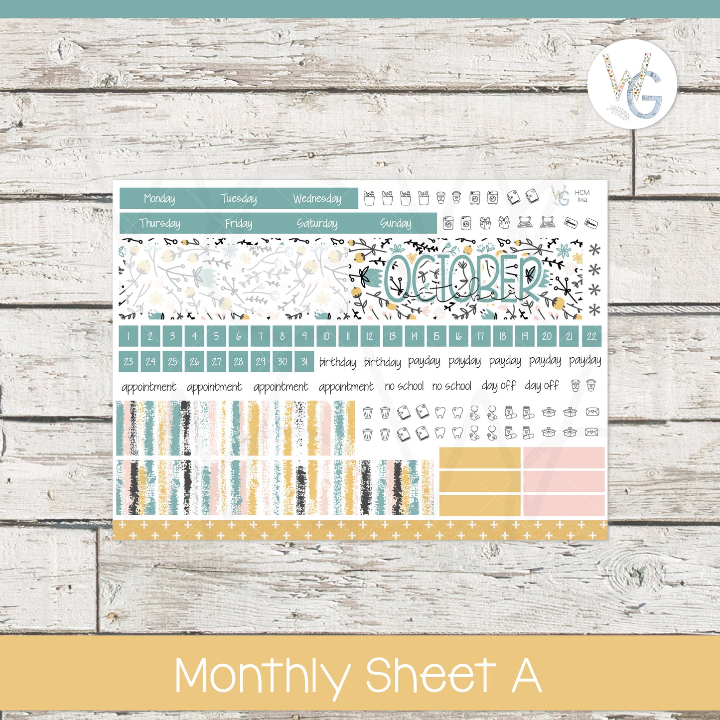 Hobonichi Cousin (A5) Monthly Planner Stickers β’ HM-114