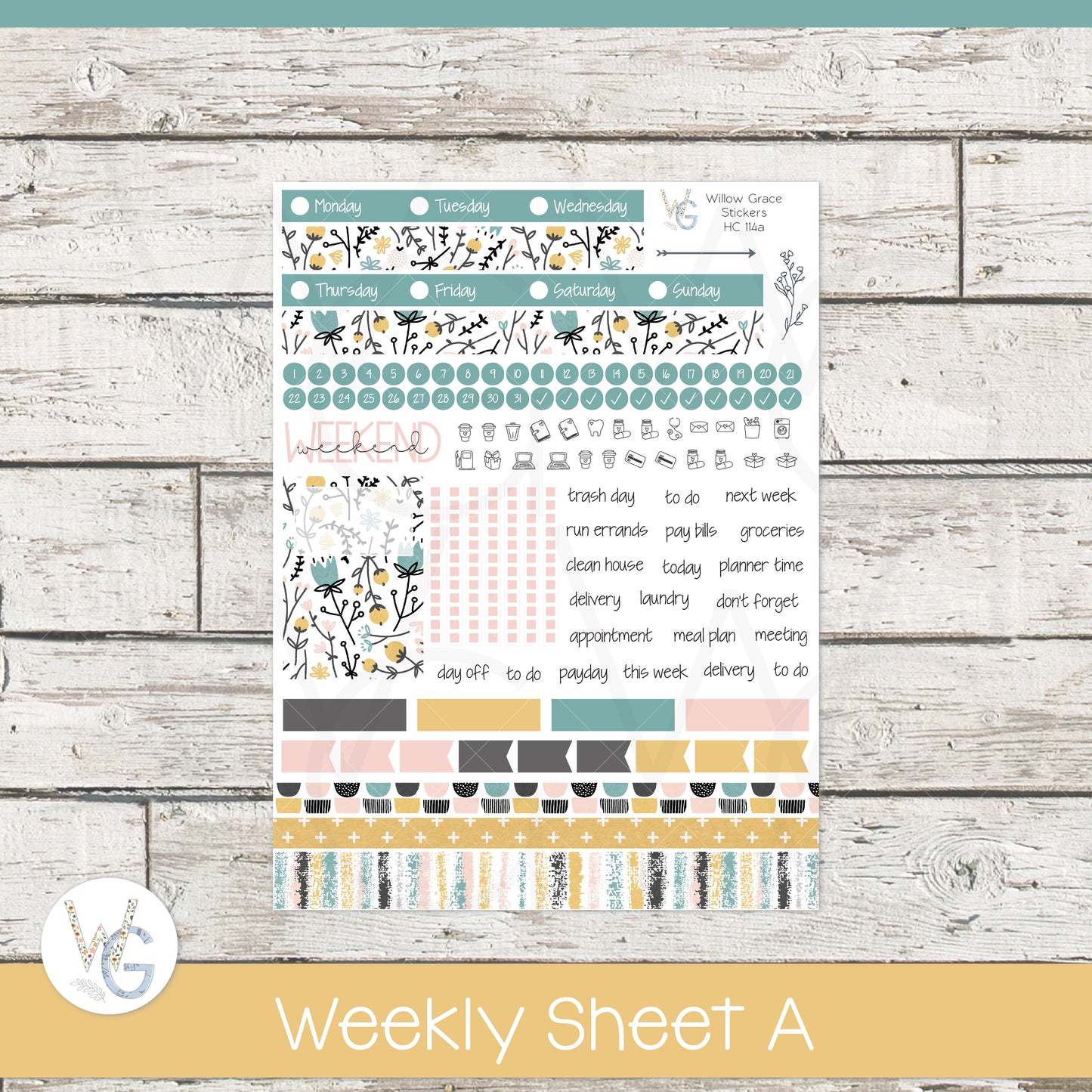 Hobonichi Cousin (A5) Weekly/Daily Sticker Kit β’ HW-114