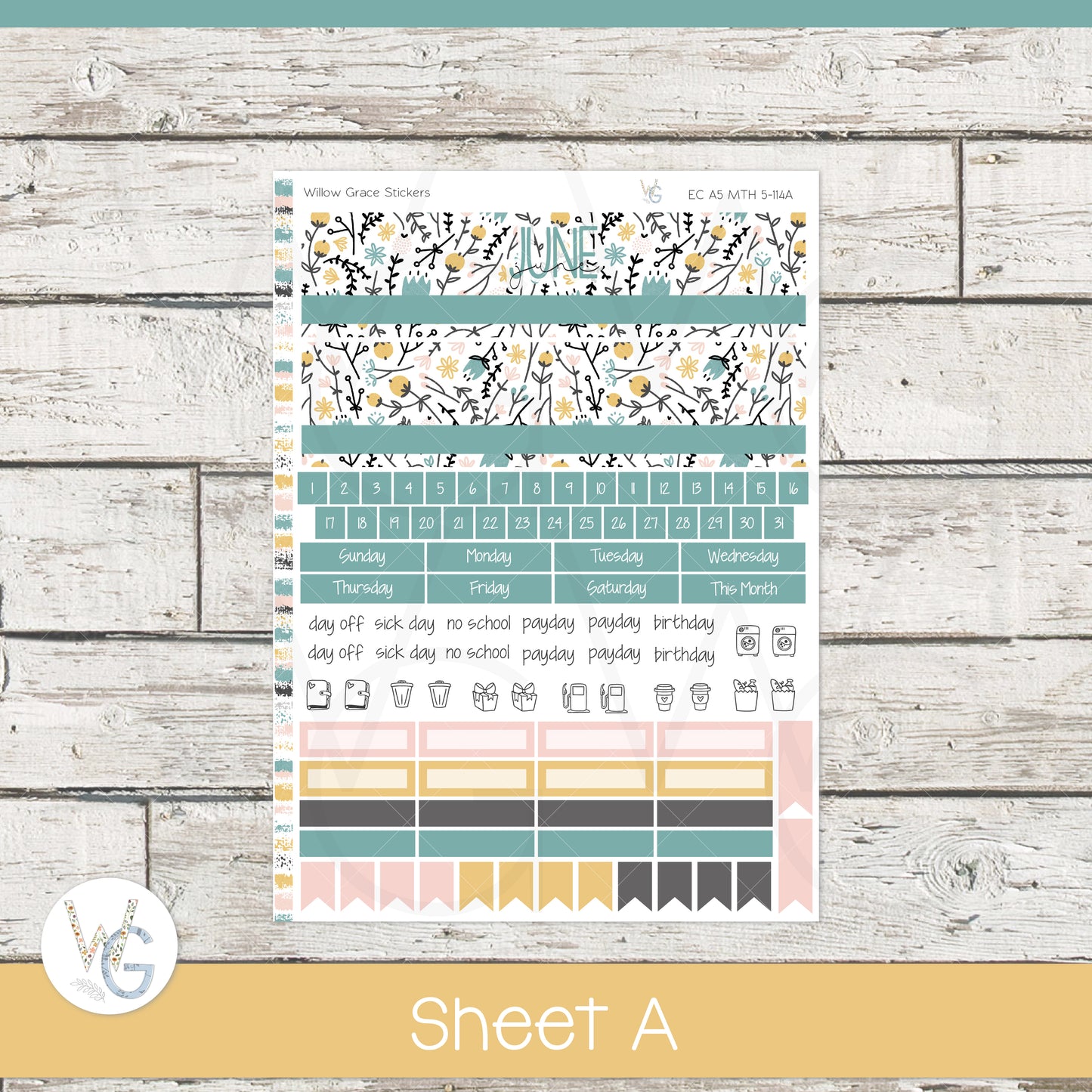 EC A5 Monthly Planner Stickers β’ ECM5-114