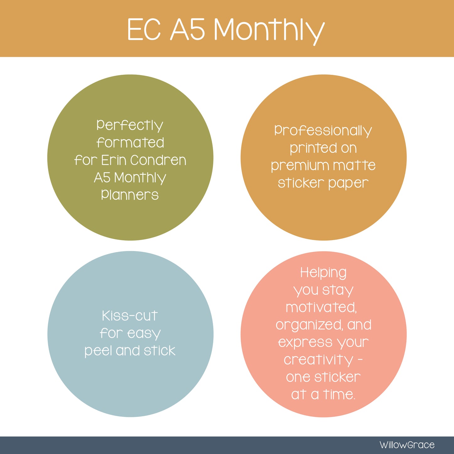 EC A5 Monthly Planner Stickers β’ ECM5-114