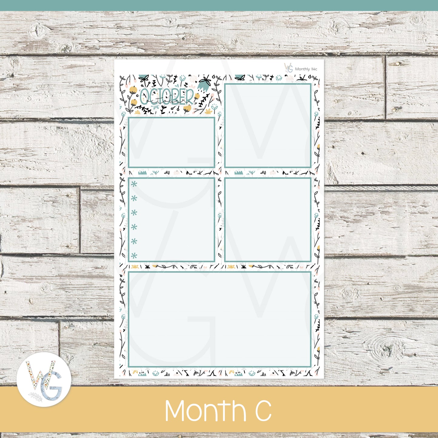 WG A5 Monthly Planner Stickers β’ WGM5-114