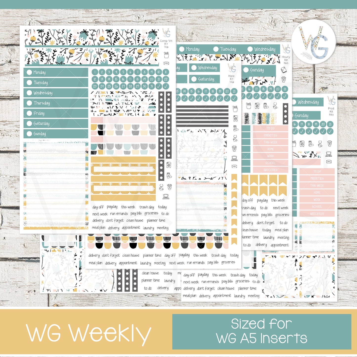 WG A5 Weekly Planner Stickers β’ WGW5-114