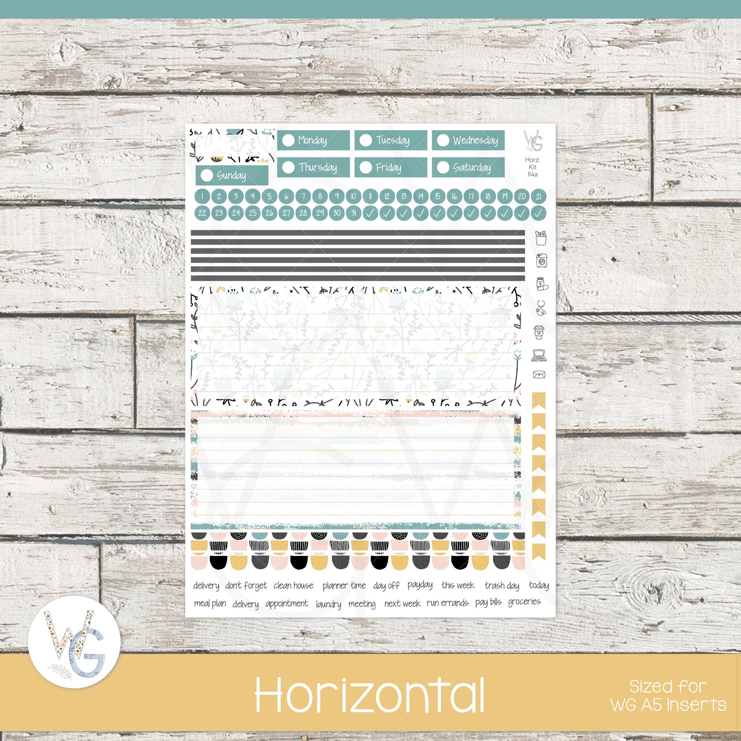 WG A5 Weekly Planner Stickers β’ WGW5-114
