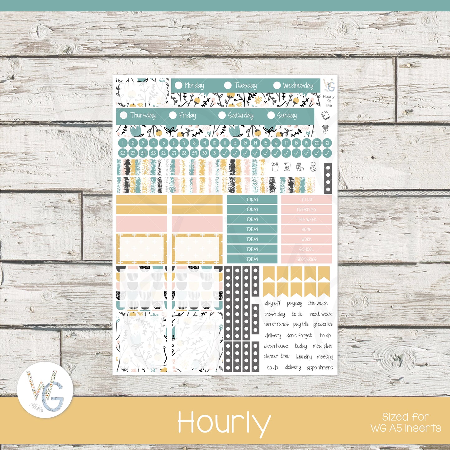 WG A5 Weekly Planner Stickers β’ WGW5-114