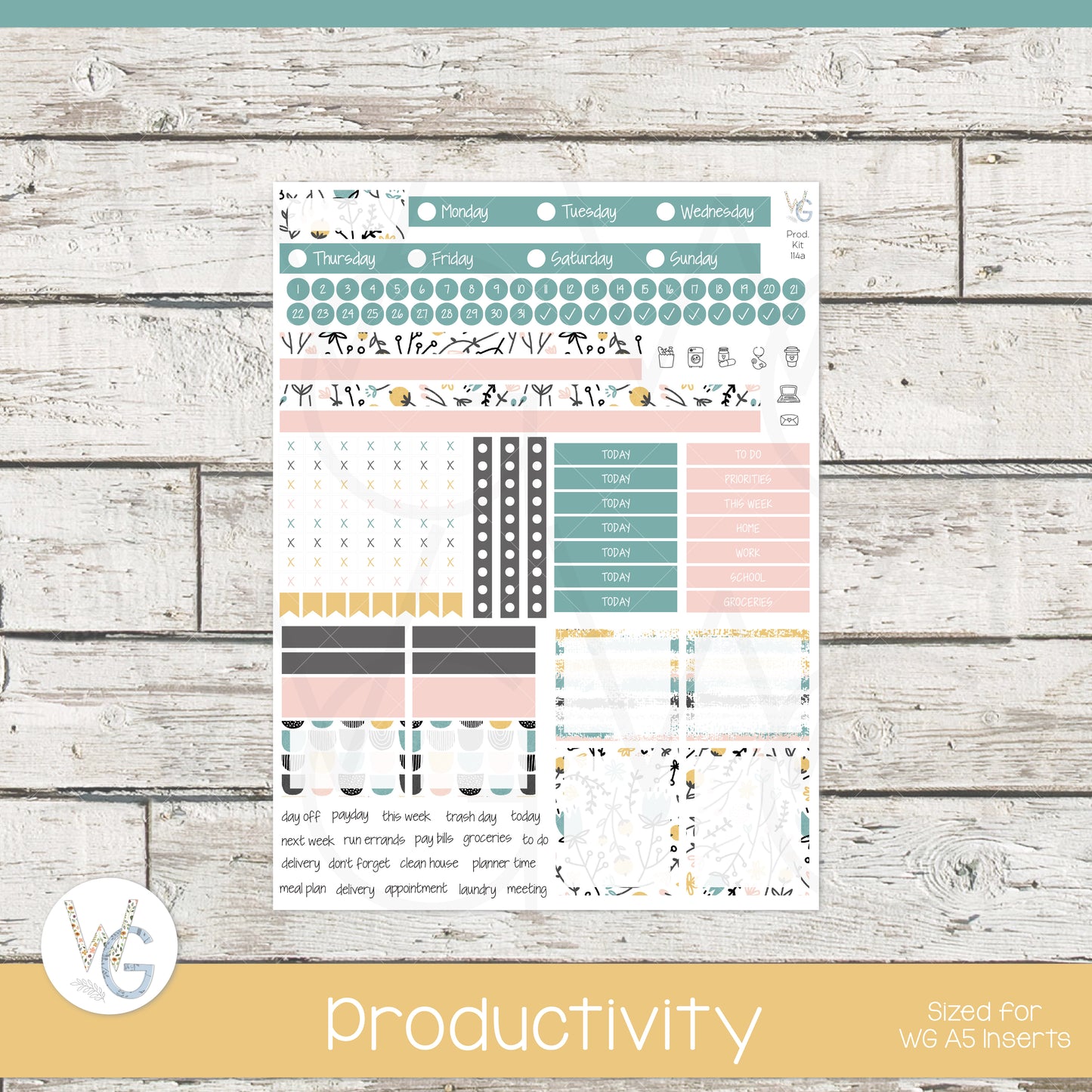 WG A5 Weekly Planner Stickers β’ WGW5-114