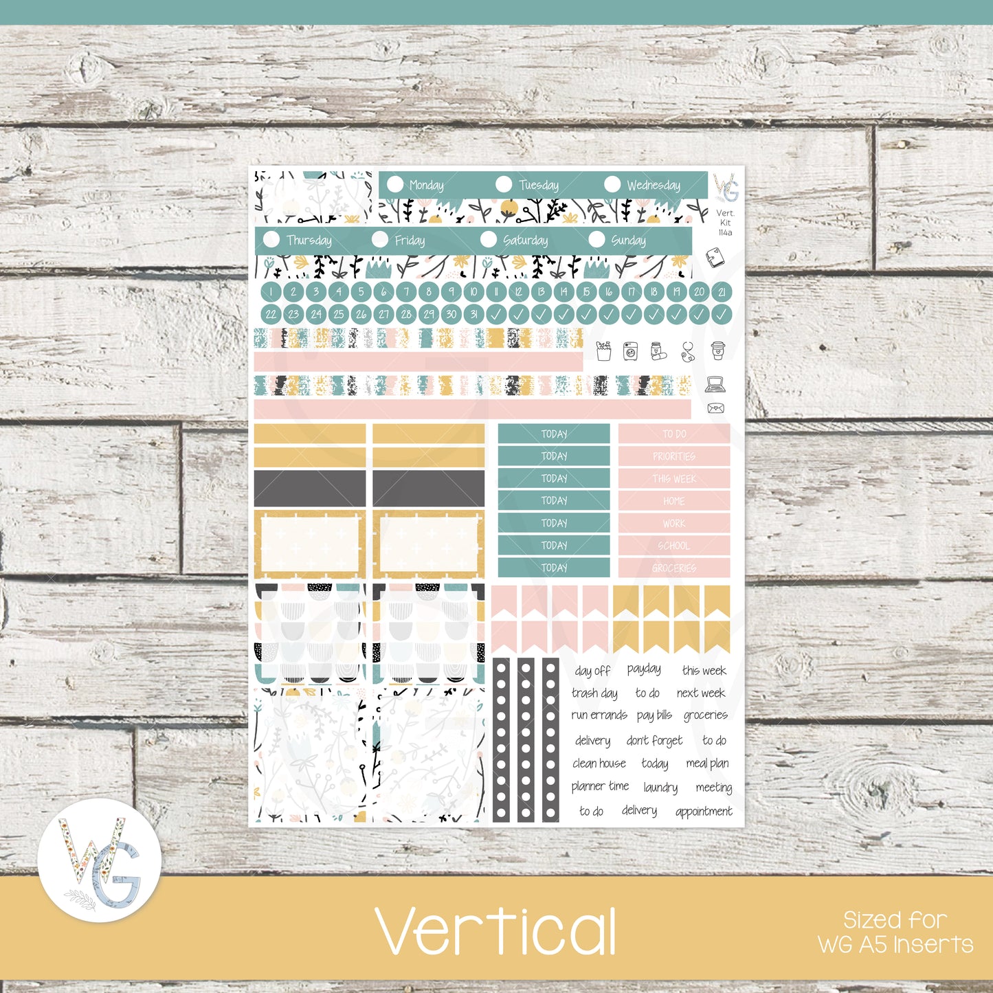WG A5 Weekly Planner Stickers β’ WGW5-114