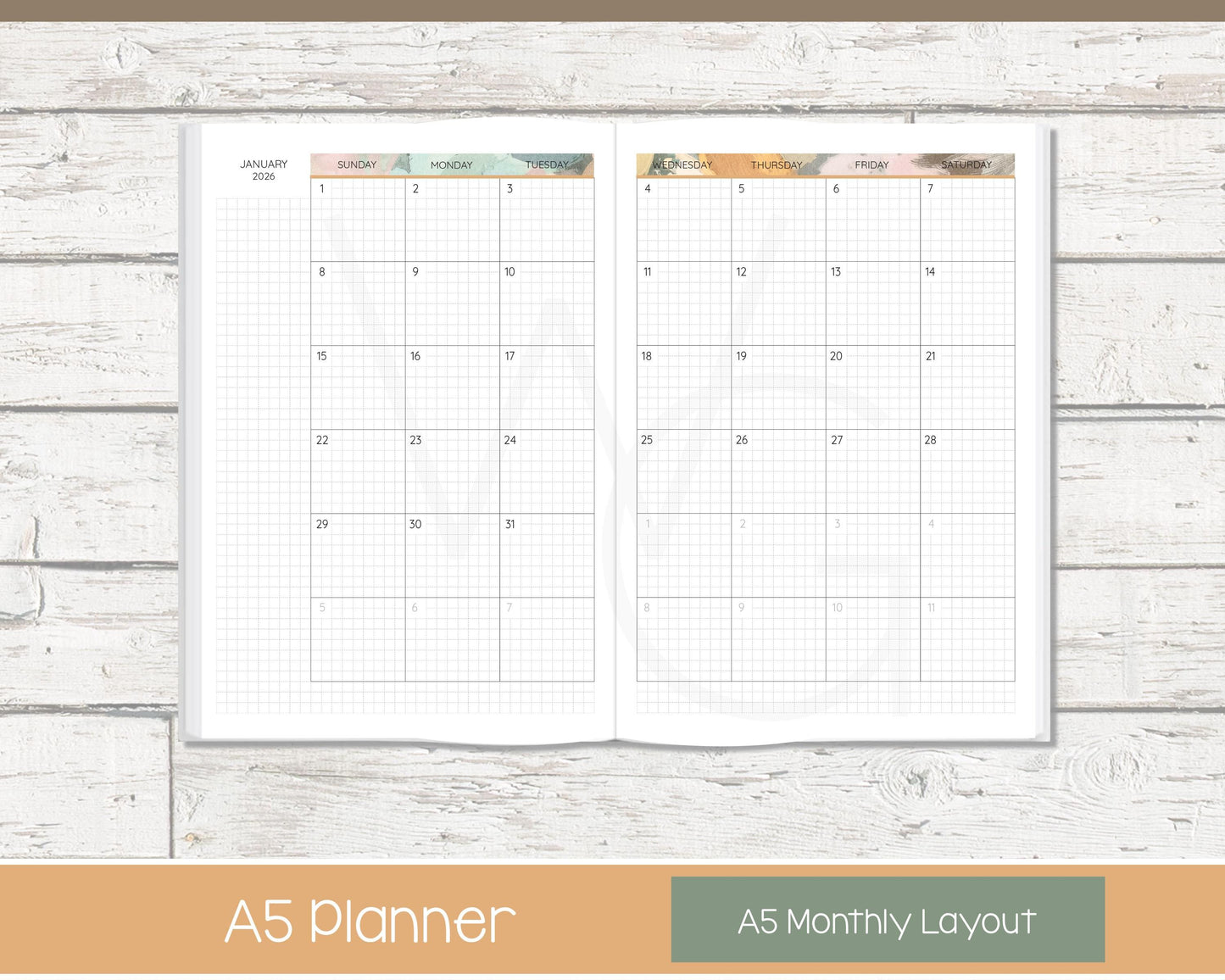 2026 Weekly Personalized Planner | Productivity Weekly Planner | Grid Layout | Bloom