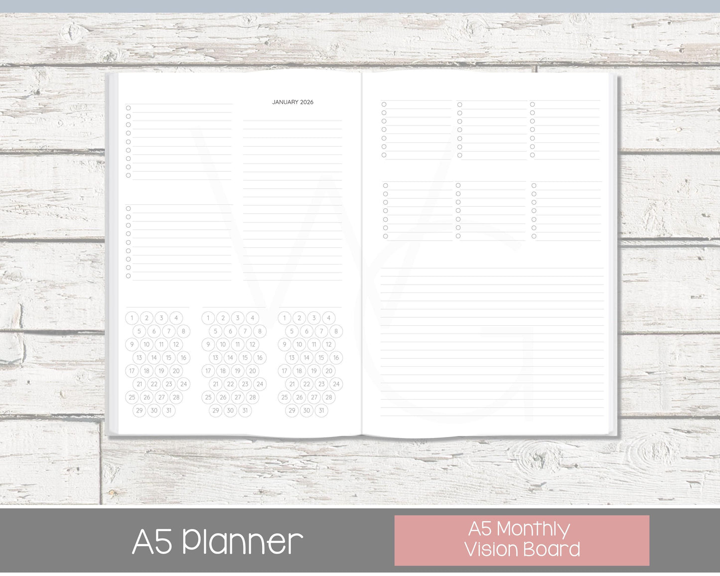 2026 Weekly Personalized Planner | Productivity Weekly Planner | Lined Layout | Vintage Blues