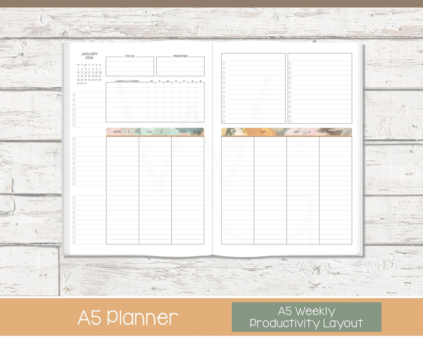 2026 Weekly Personalized Planner | Productivity Weekly Planner | Lined Layout | Bloom