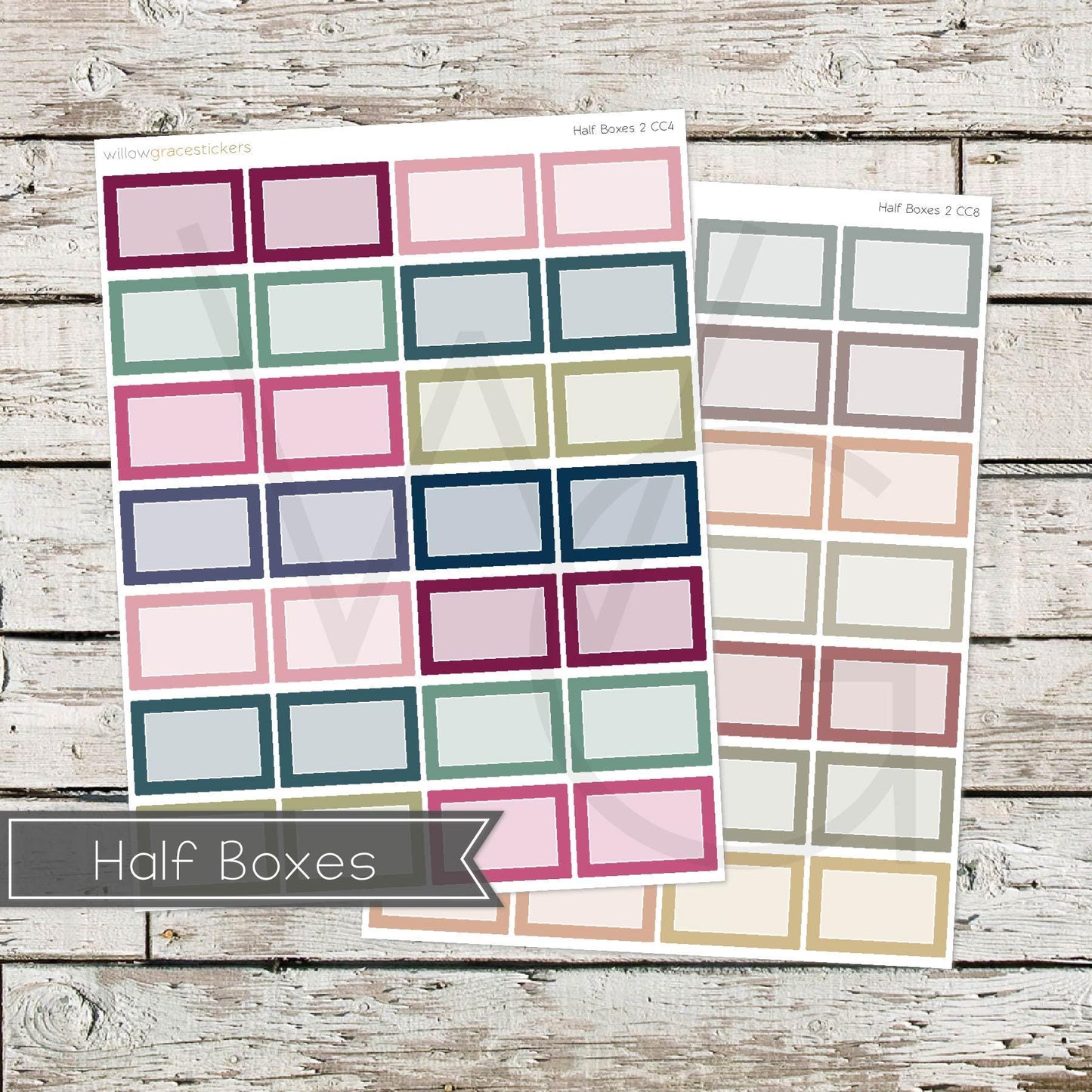 Half Boxes • Functional Planner Stickers (HB2)