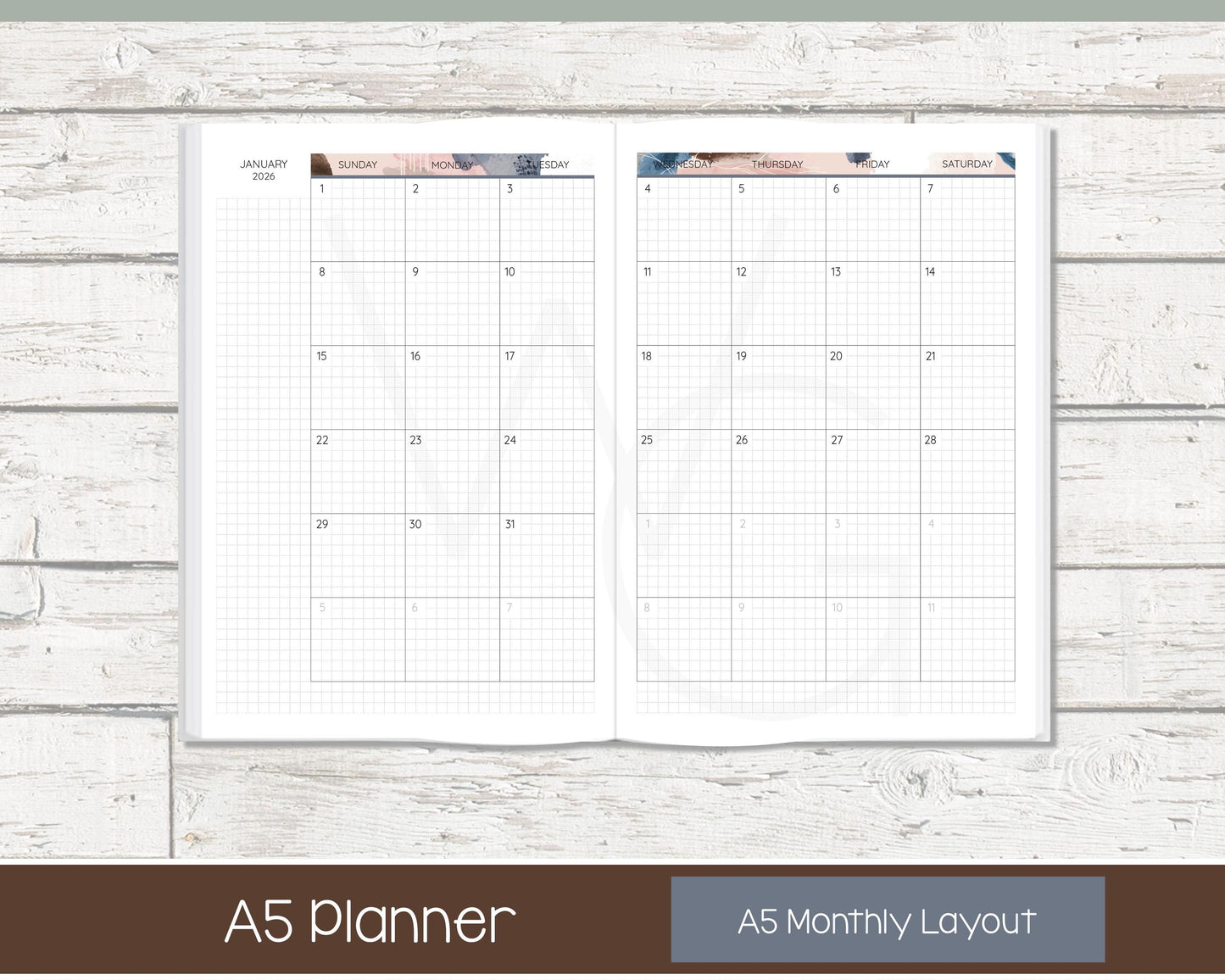2026 Complete Personalized Planner | Month, Week, Day Planner | Grid Layout | Blush & Ink
