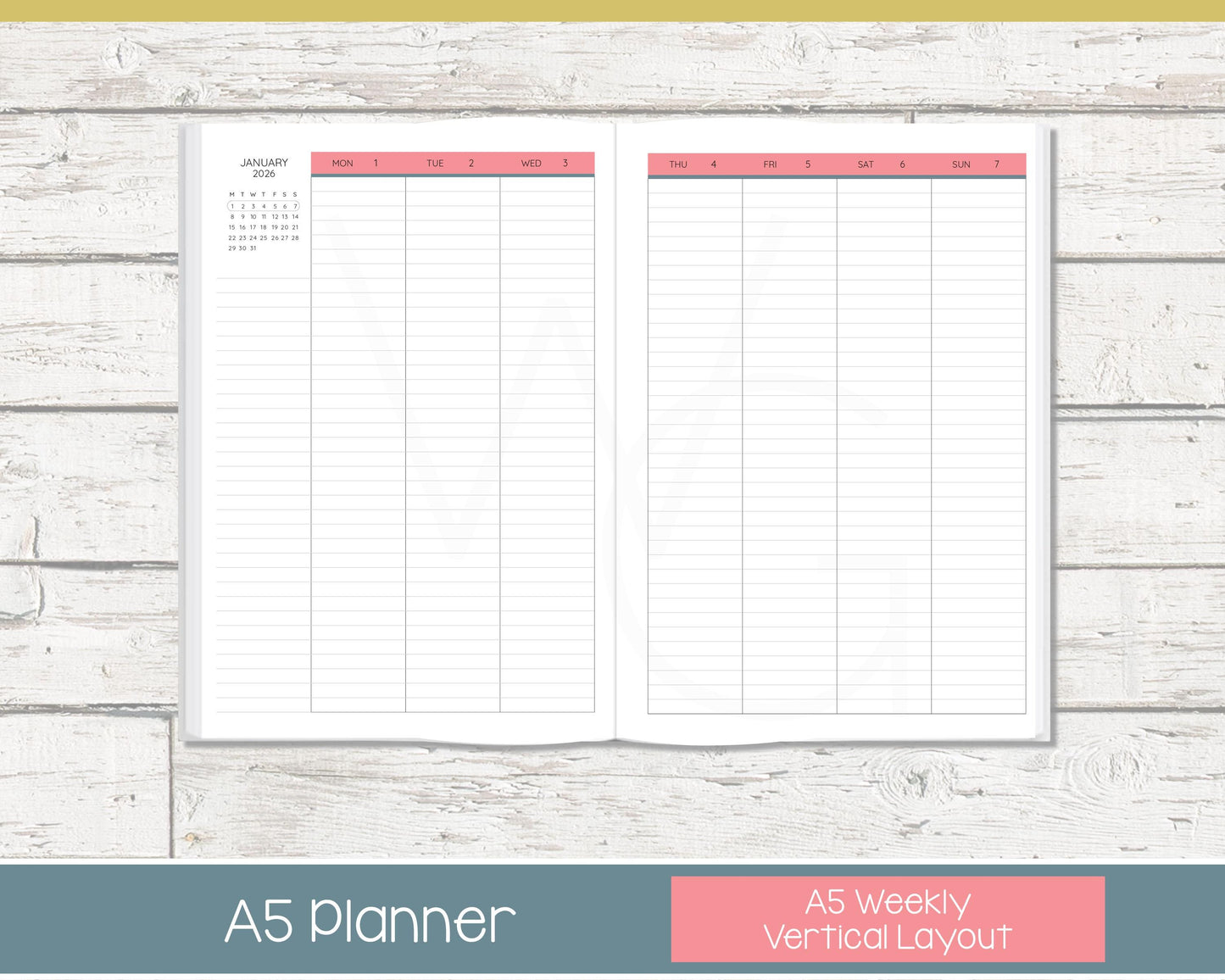 2026 Weekly Personalized Planner | Vertical Weekly Planner | Lined Layout | Chevron Rainbow