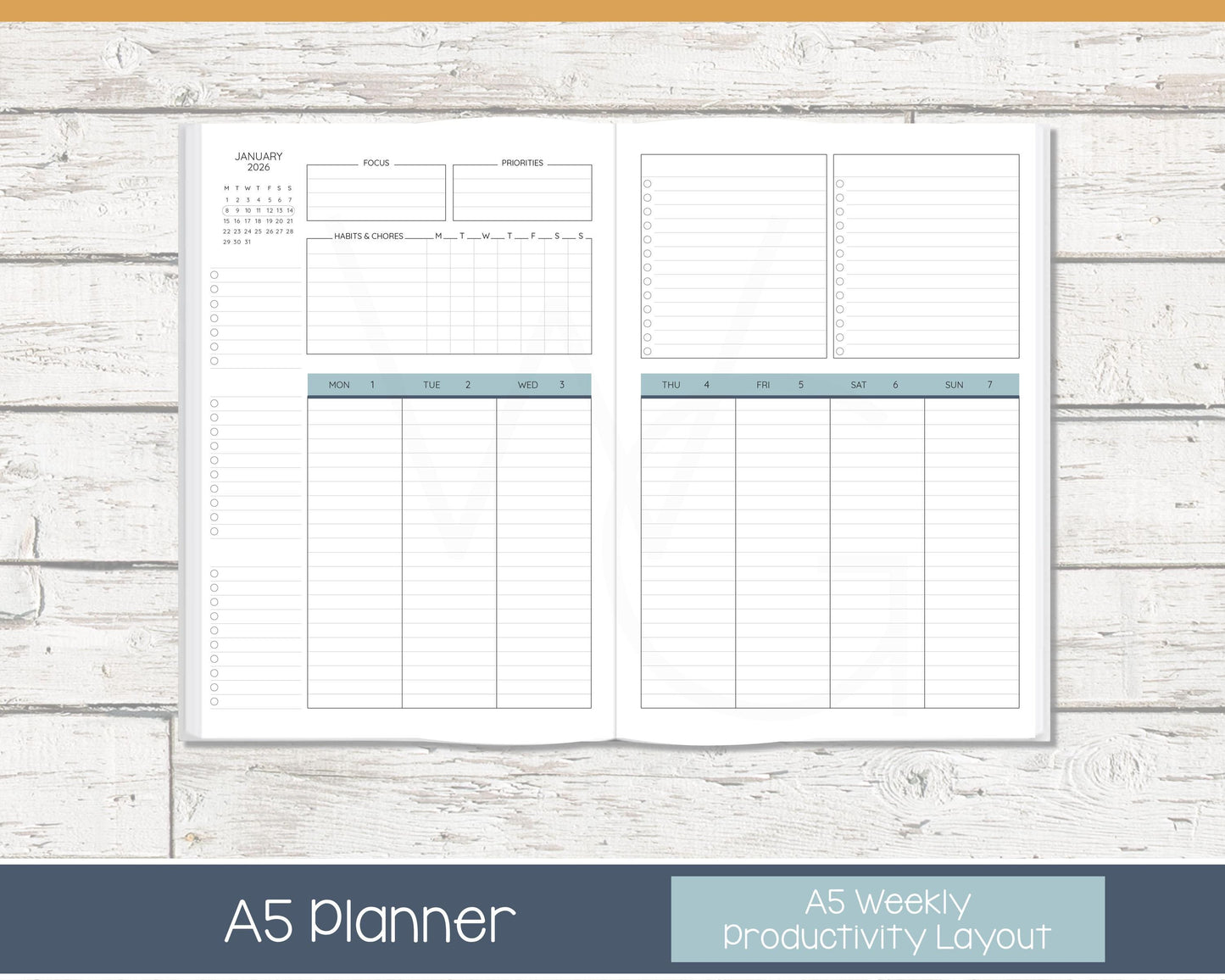 2026 Weekly Planner | Productivity Weekly Planner | Lined Layout - Colorful | Meadow RTS