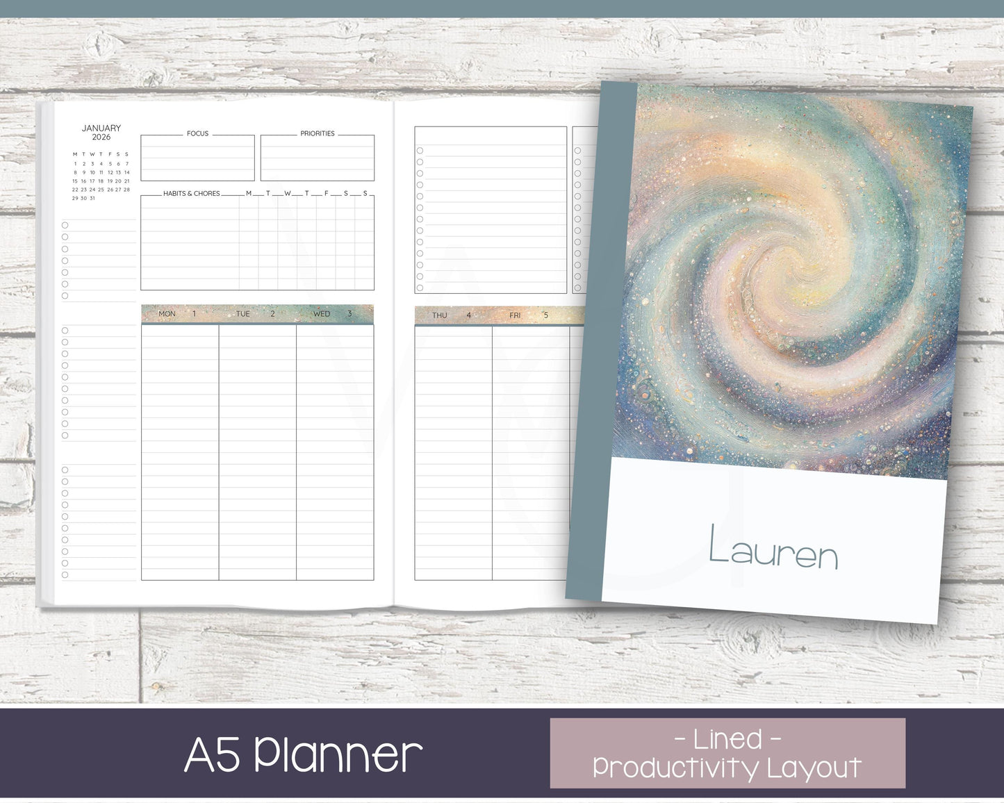 2026 Weekly Personalized Planner | Productivity Weekly Planner | Lined Layout | In the Stars