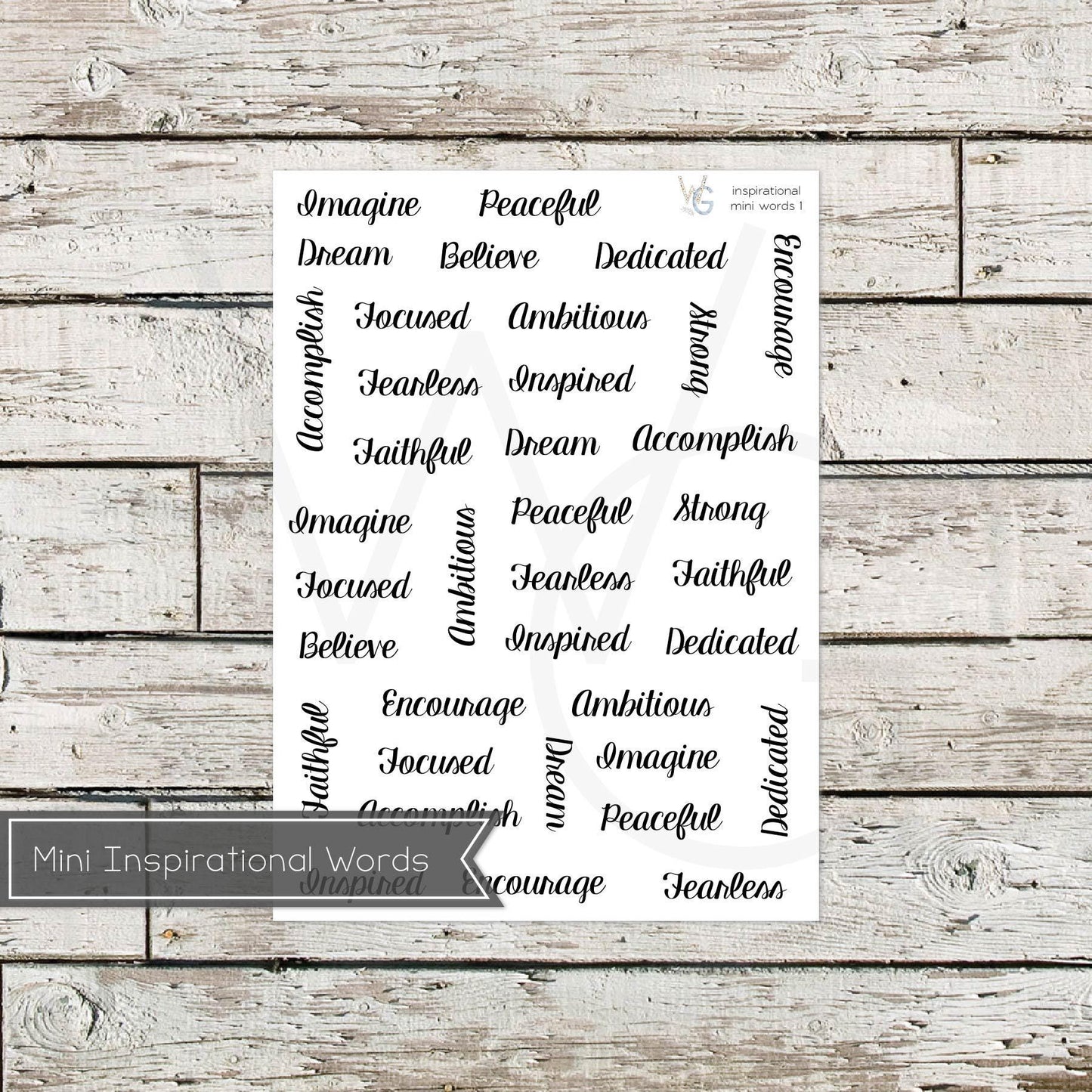 Inspirational Words • Word Stickers • Scripts Stickers • Planner Stickers (IWmini)