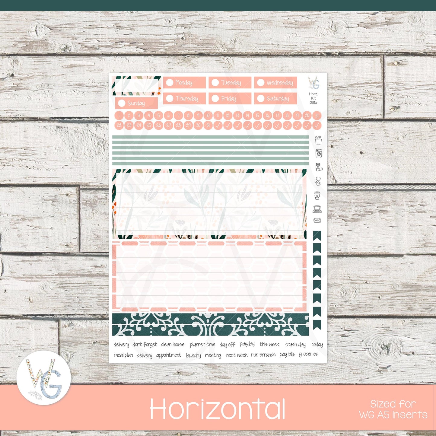 WG A5 Weekly Planner Stickers β’ WGW5-281