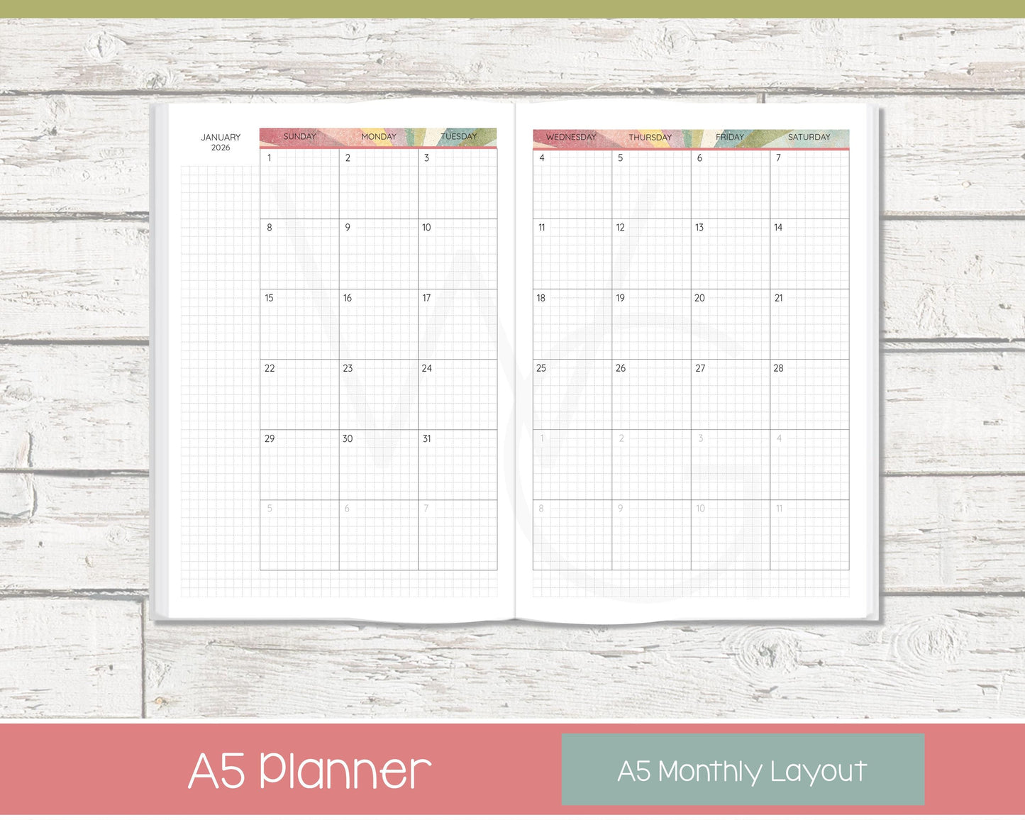 2026 Complete Personalized Planner | Month, Week, Day Planner | Grid Layout | Shine On