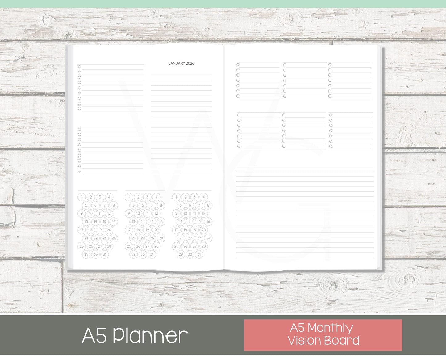 2026 Weekly Personalized Planner | Vertical Weekly Planner | Lined Layout | Shabby Chevron