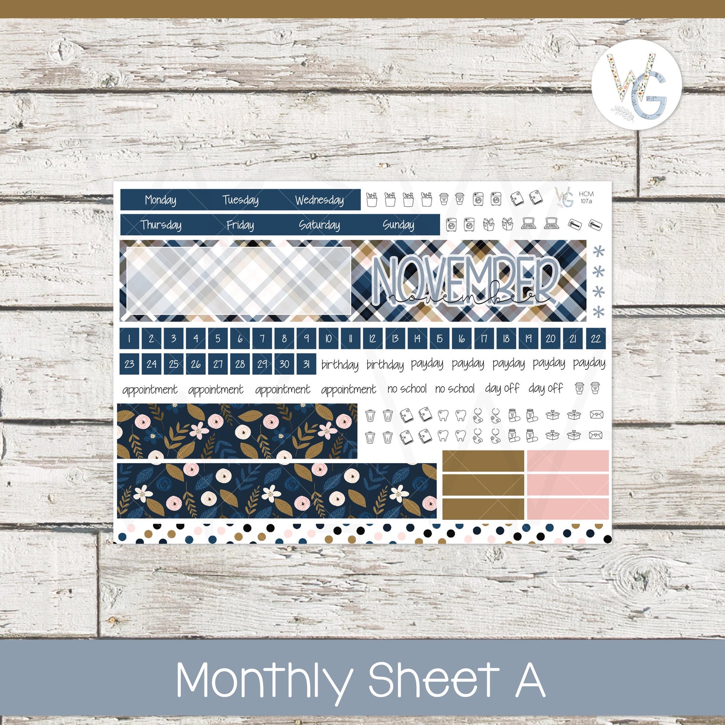Hobonichi Cousin (A5) Monthly Planner Stickers β’ HM-107