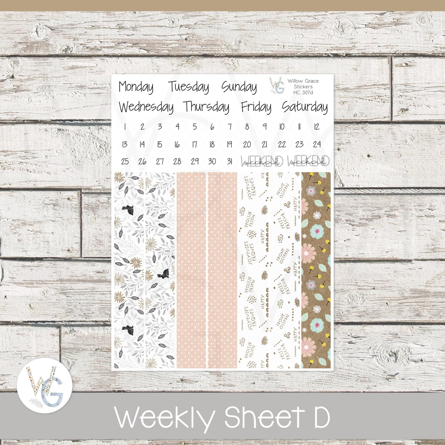Hobonichi Cousin (A5) Weekly/Daily Sticker Kit β’ HW-307