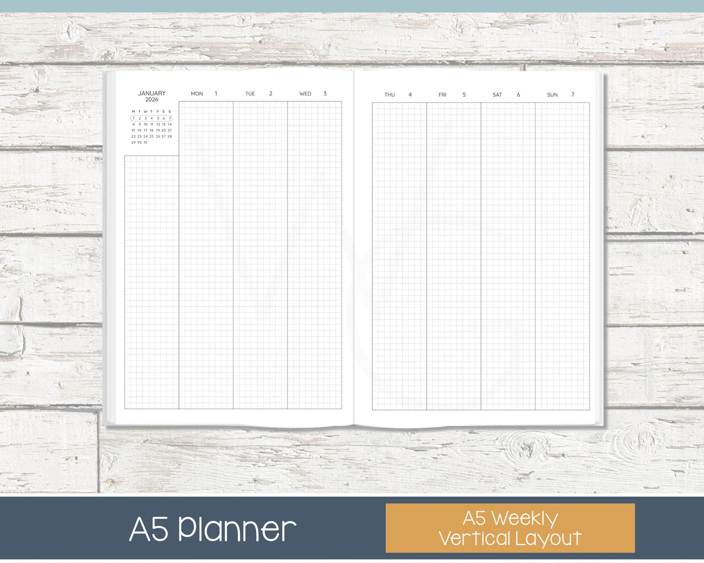 2026 Complete Planner | Month, Week, Day Planner | Grid Layout - Black and White | Ready to Ship