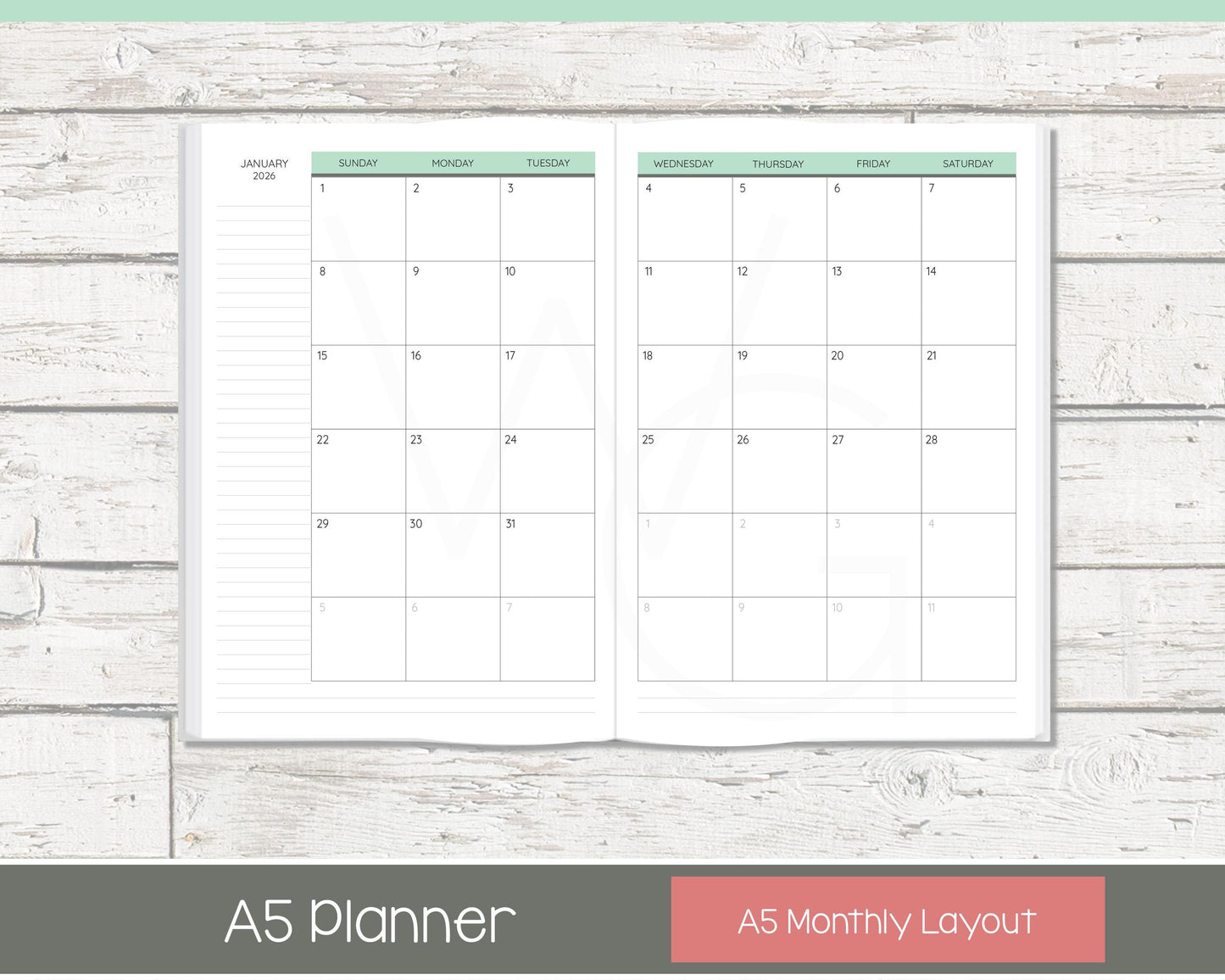 2026 Weekly Personalized Planner | Productivity Weekly Planner | Lined Layout | Shabby Chevron