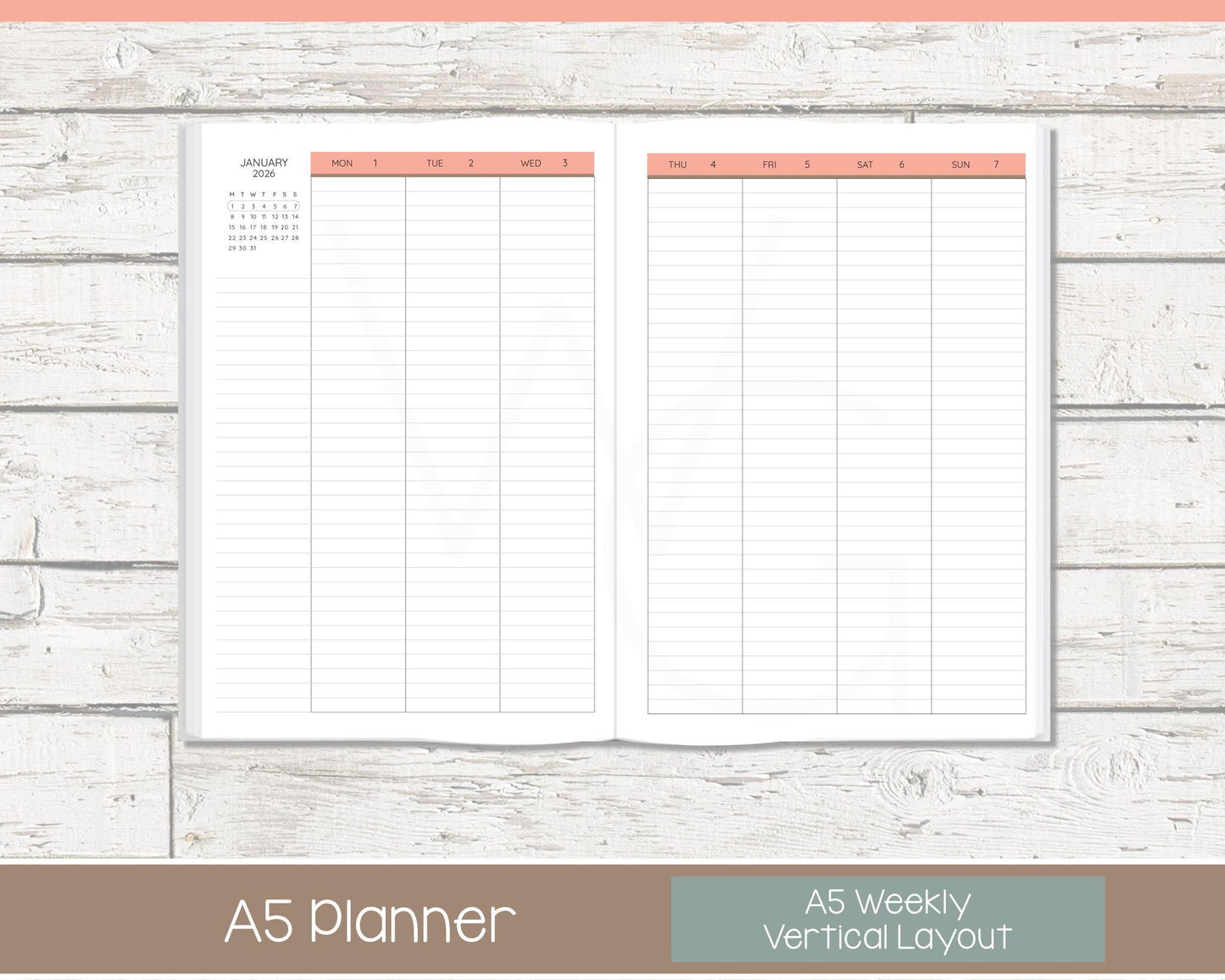 2026 Weekly Personalized Planner | Vertical Weekly Planner | Lined Layout | Cottage Bloom