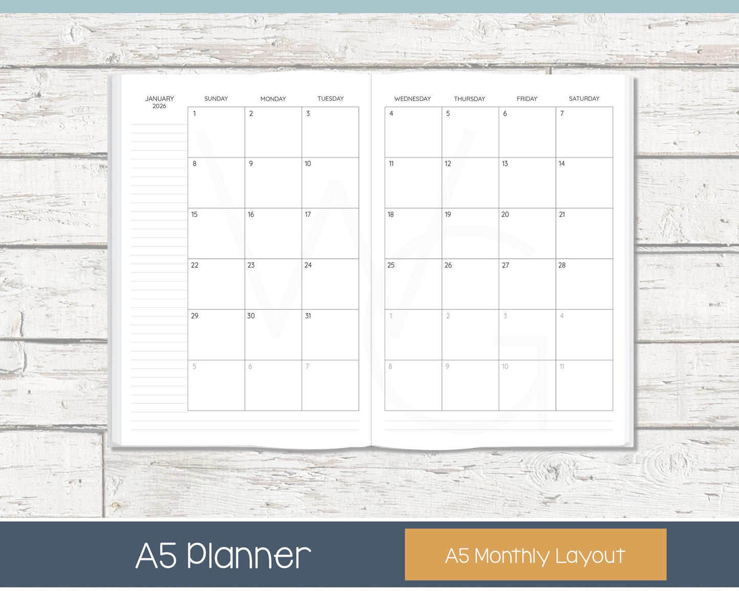 2026 Complete Planner | Month, Week, Day Planner | Lined Layout - Black and White | Ready to Ship