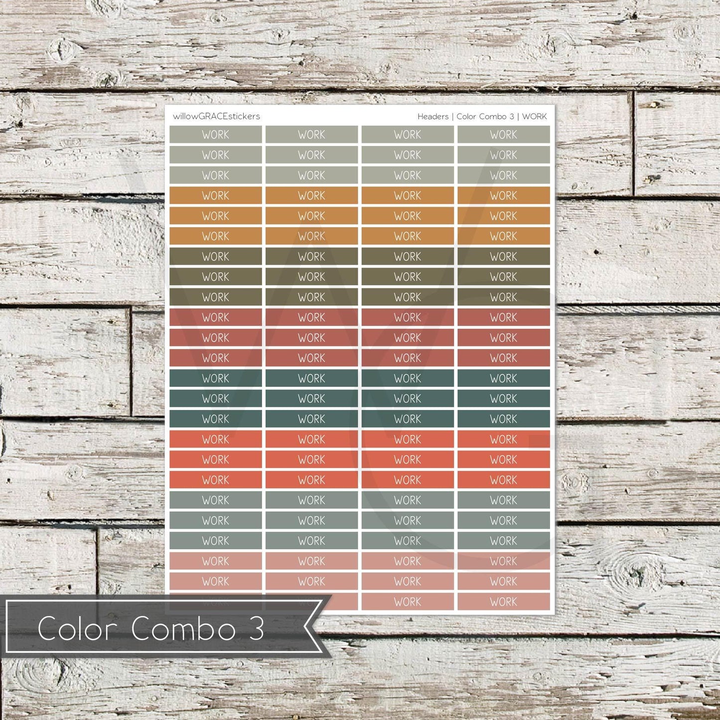 Planner Headers • Functional Planner Stickers • Work