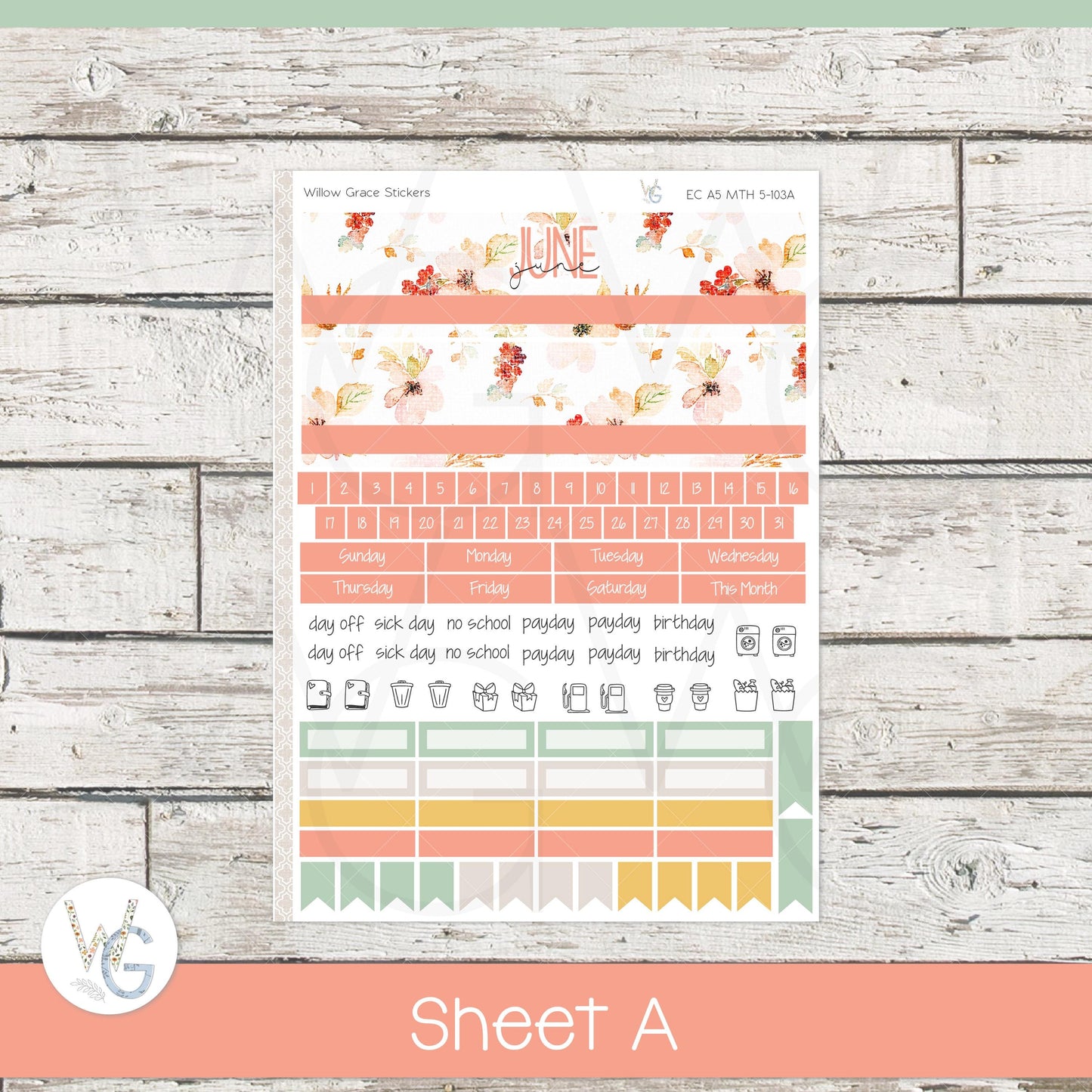 EC A5 Monthly Planner Stickers • ECM5-103