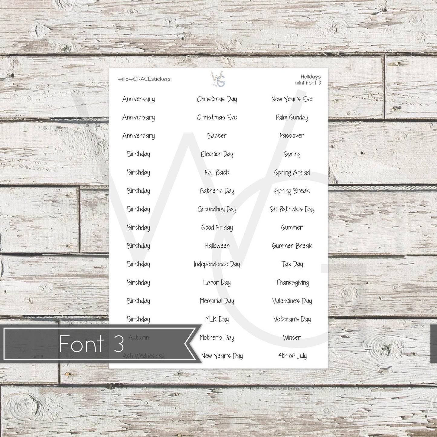 Mini Holidays • Word Stickers • Scripts Stickers • Planner Stickers