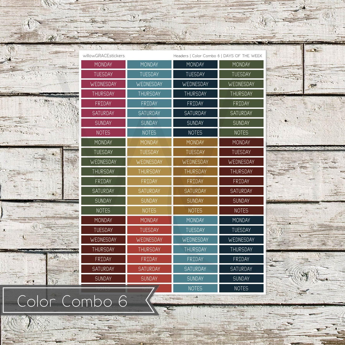 Planner Headers • Functional Planner Stickers • Days of the Week