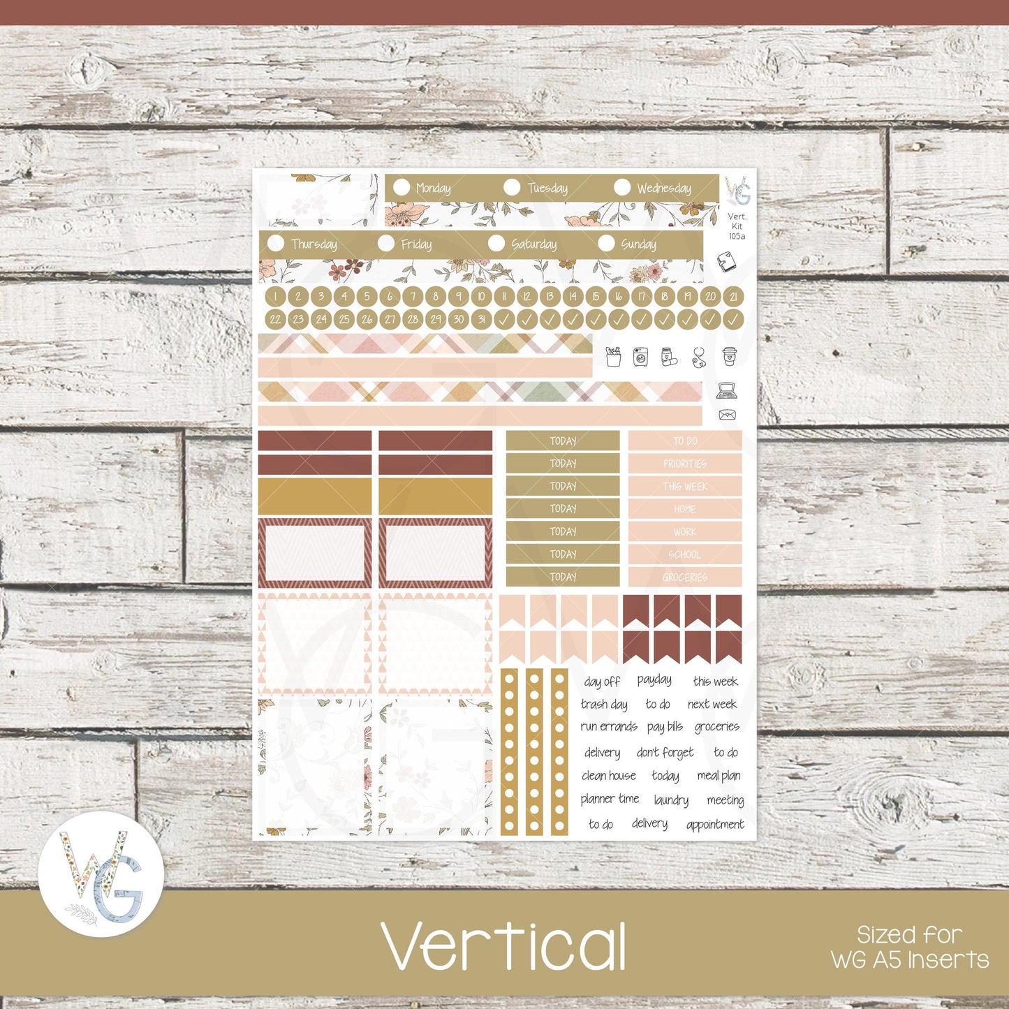 WG A5 Weekly Planner Stickers • WGW5-105