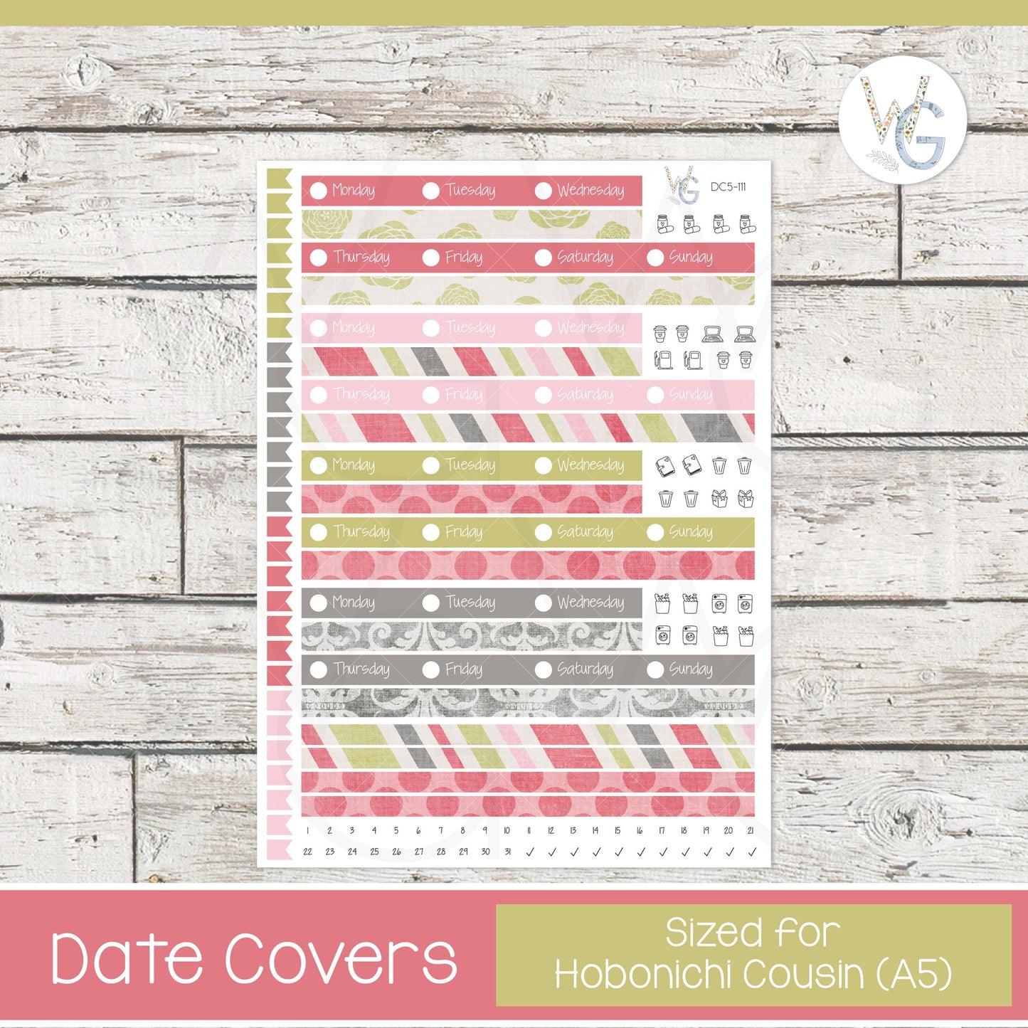 Date Covers • Planner Stickers • DC5-111