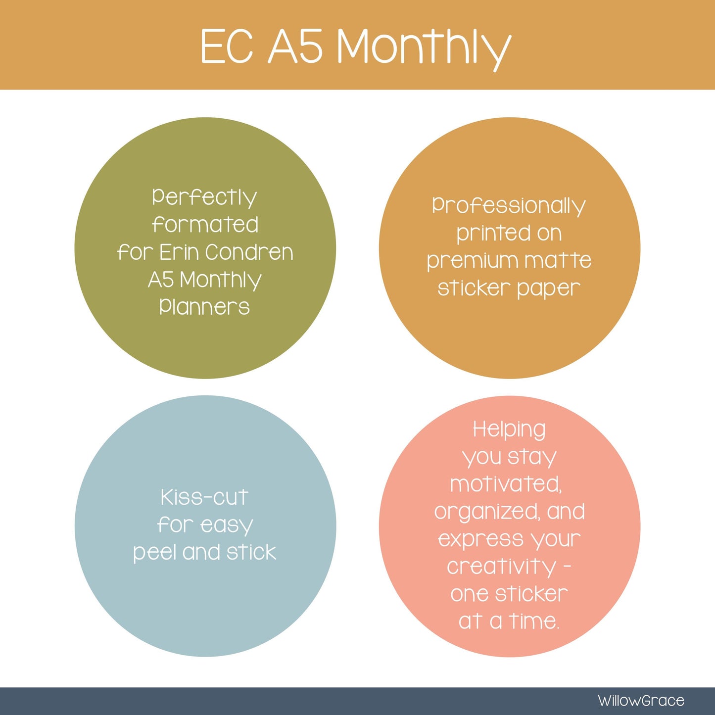 EC A5 Monthly Planner Stickers • ECM5-110
