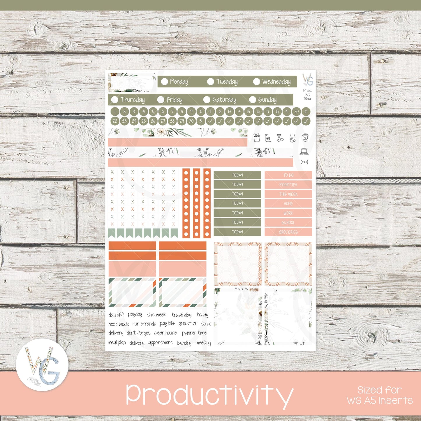 WG A5 Weekly Planner Stickers • WGW5-104