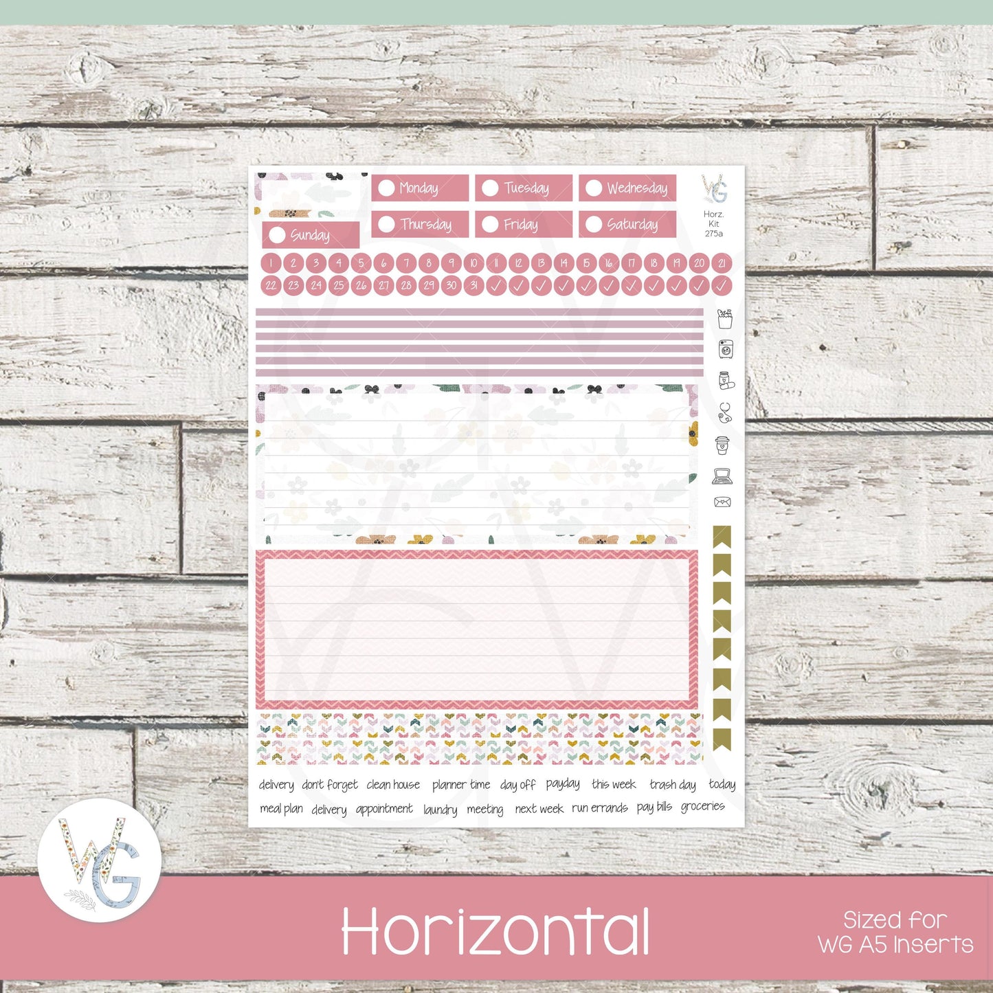 WG A5 Weekly Planner Stickers • WGW5-275