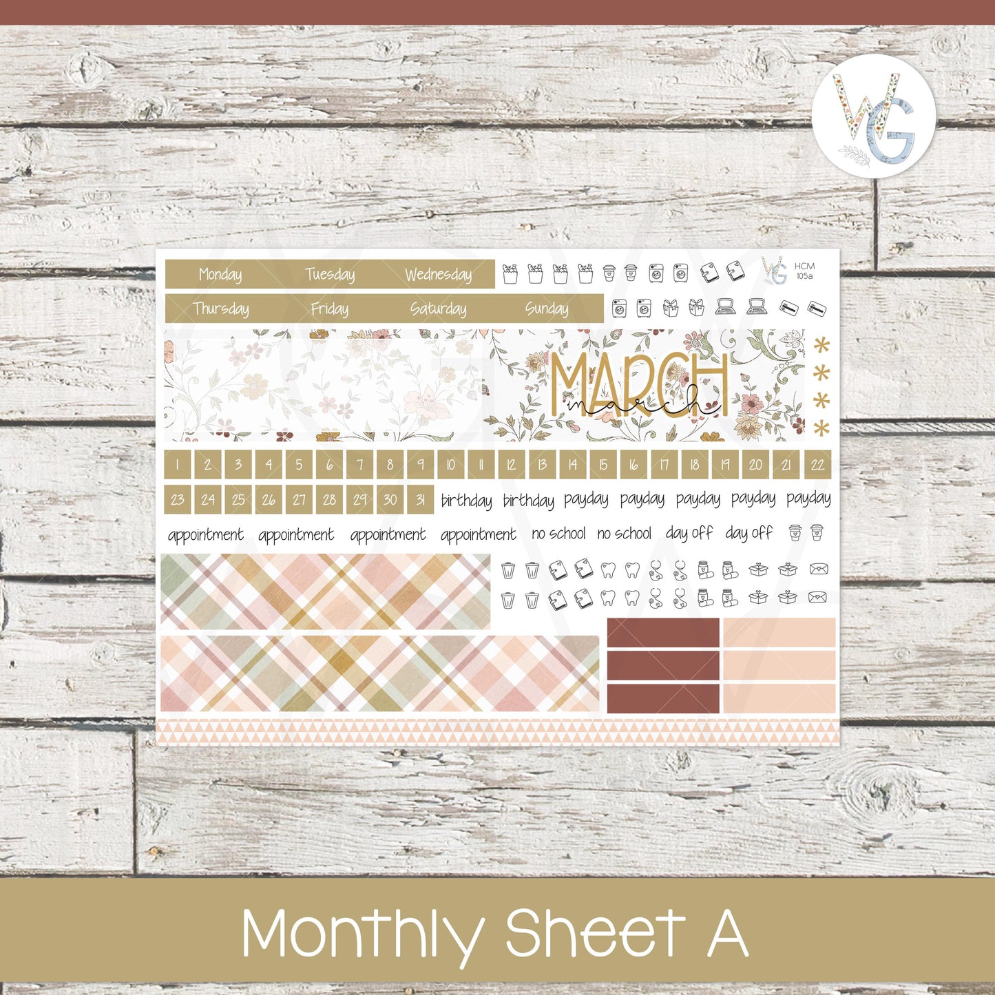 Hobonichi Cousin (A5) Monthly Planner Stickers • HM-105