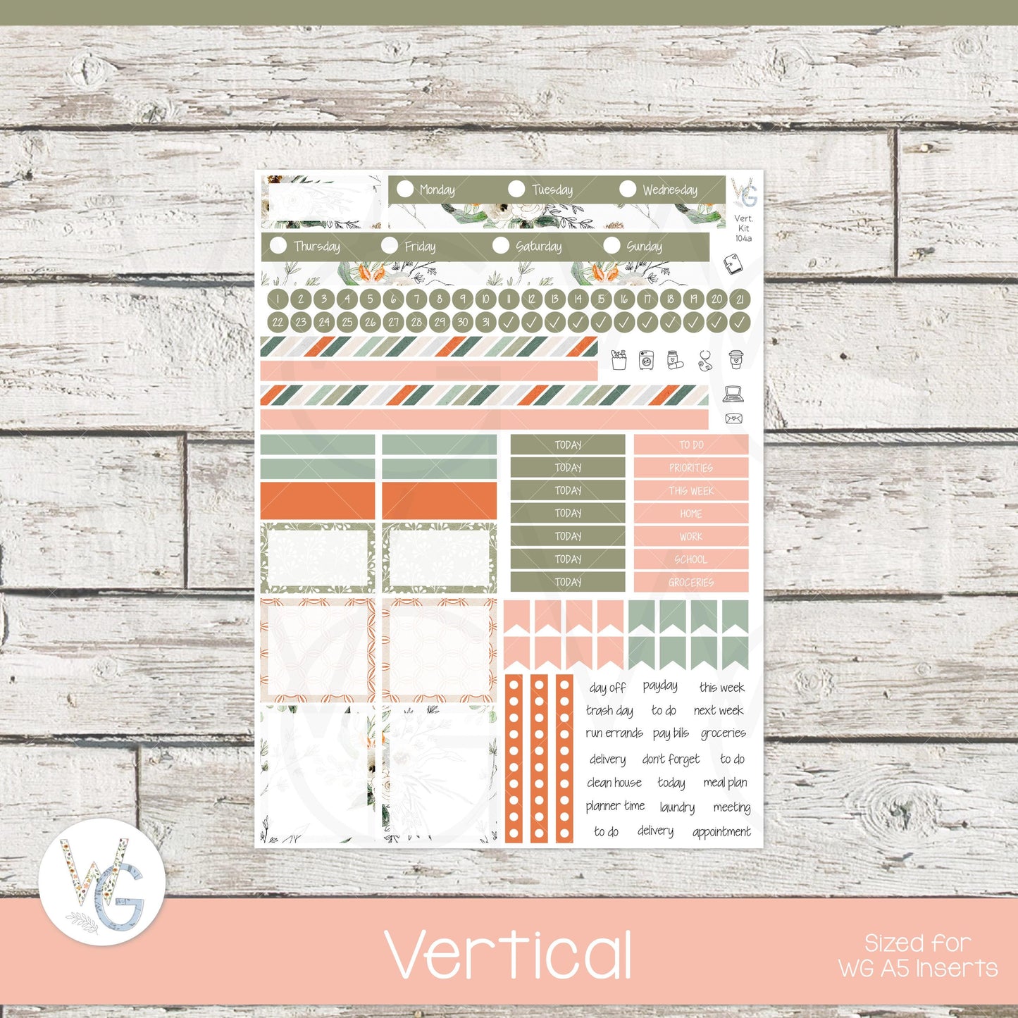WG A5 Weekly Planner Stickers • WGW5-104