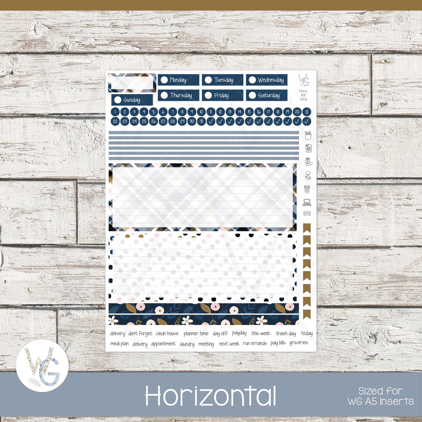 WG A5 Weekly Planner Stickers • WGW5-107