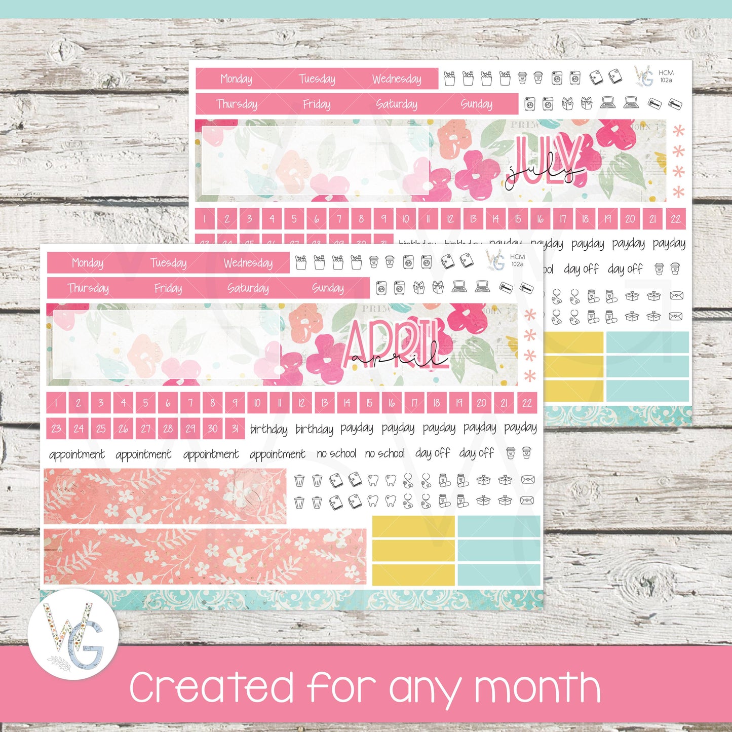 Hobonichi Cousin (A5) Monthly Planner Stickers • HM-102