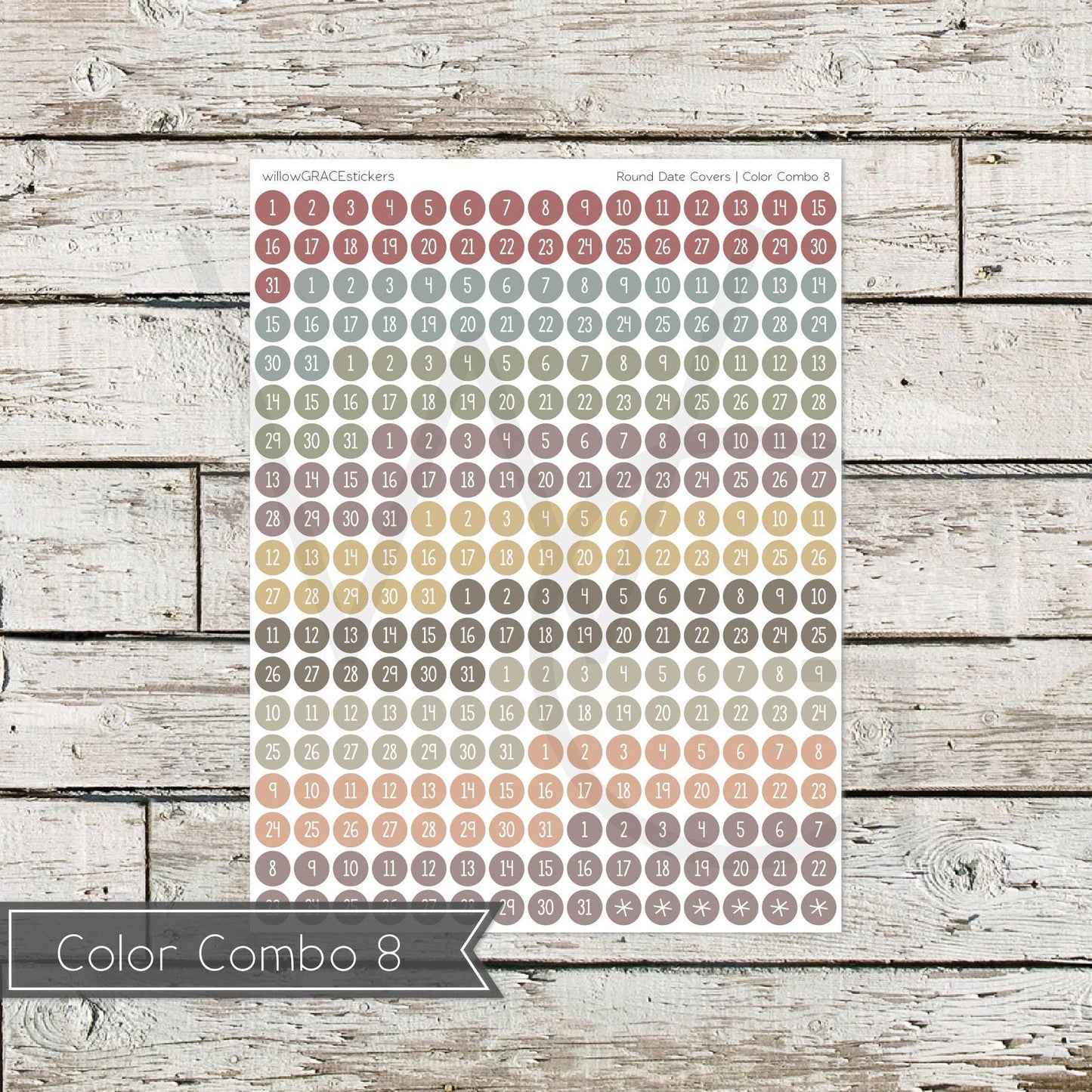 Round Date Covers • Functional Planner Stickers