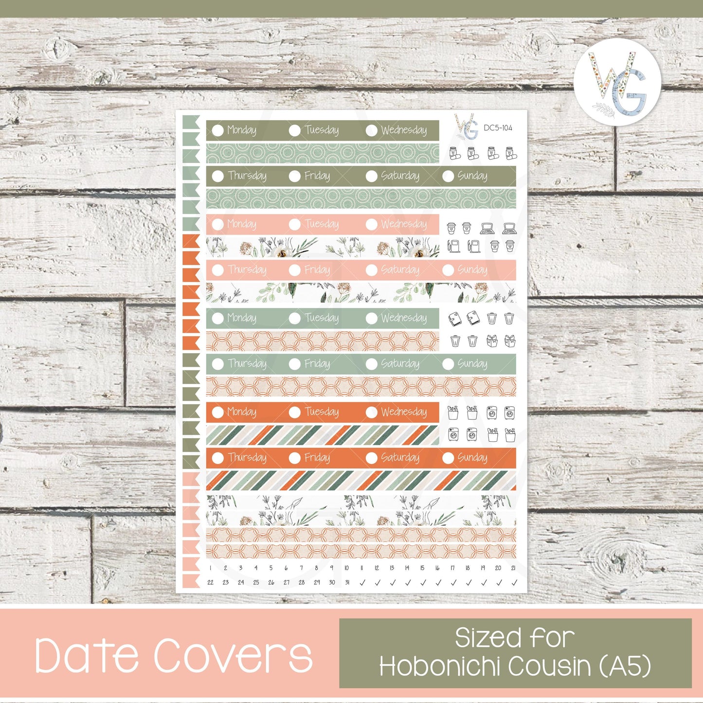 Date Covers • Planner Stickers • DC5-104
