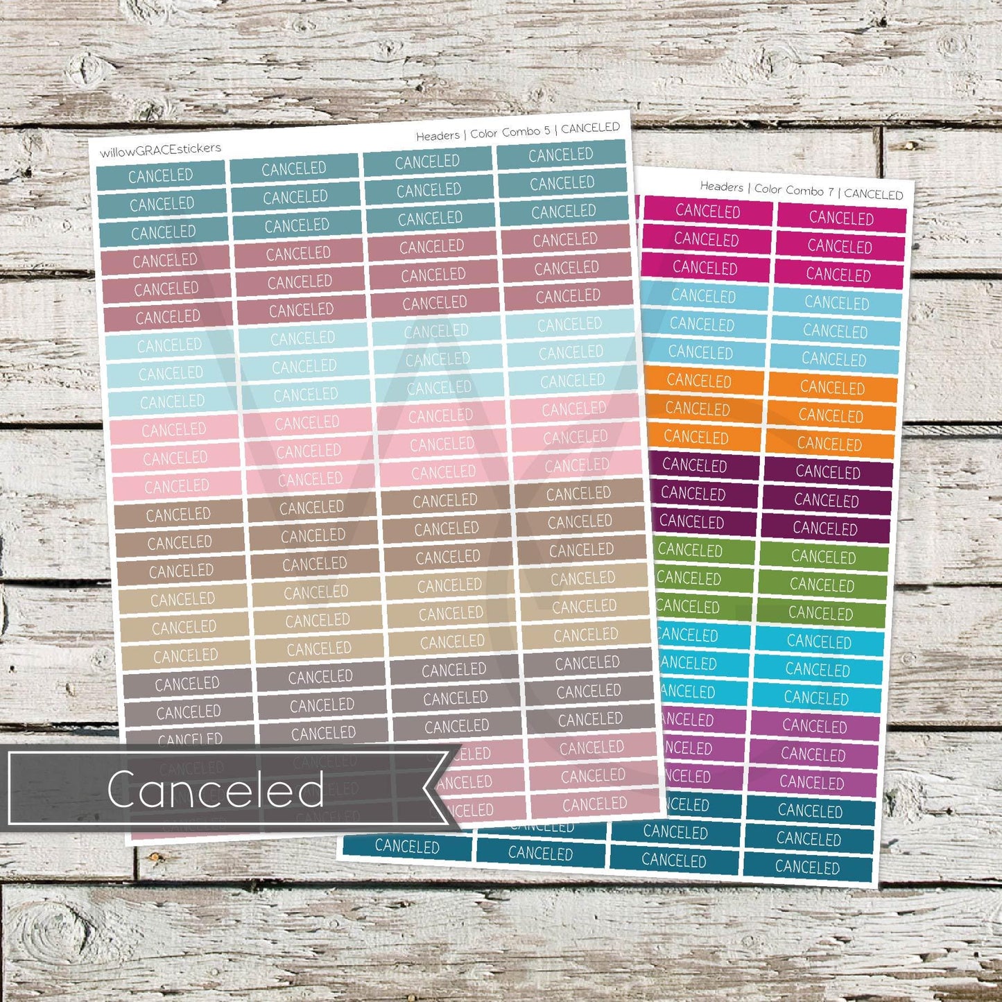 Planner Headers • Functional Planner Stickers • Canceled